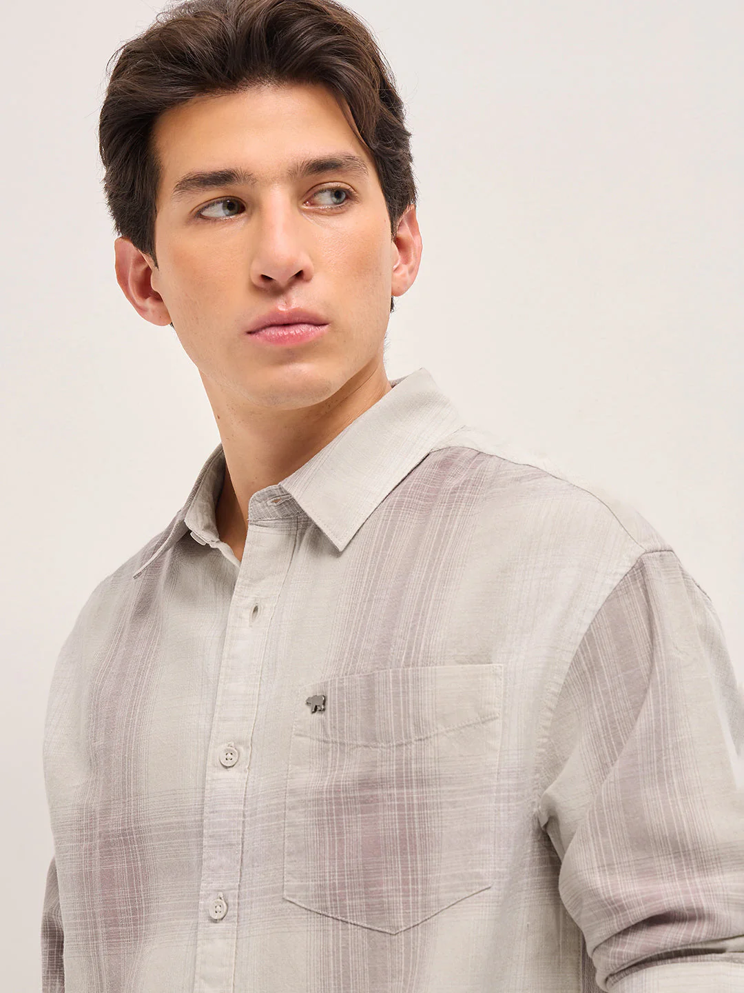 Men Pink and Cream Checkered Relaxed Fit Casual Shirt - Image 5