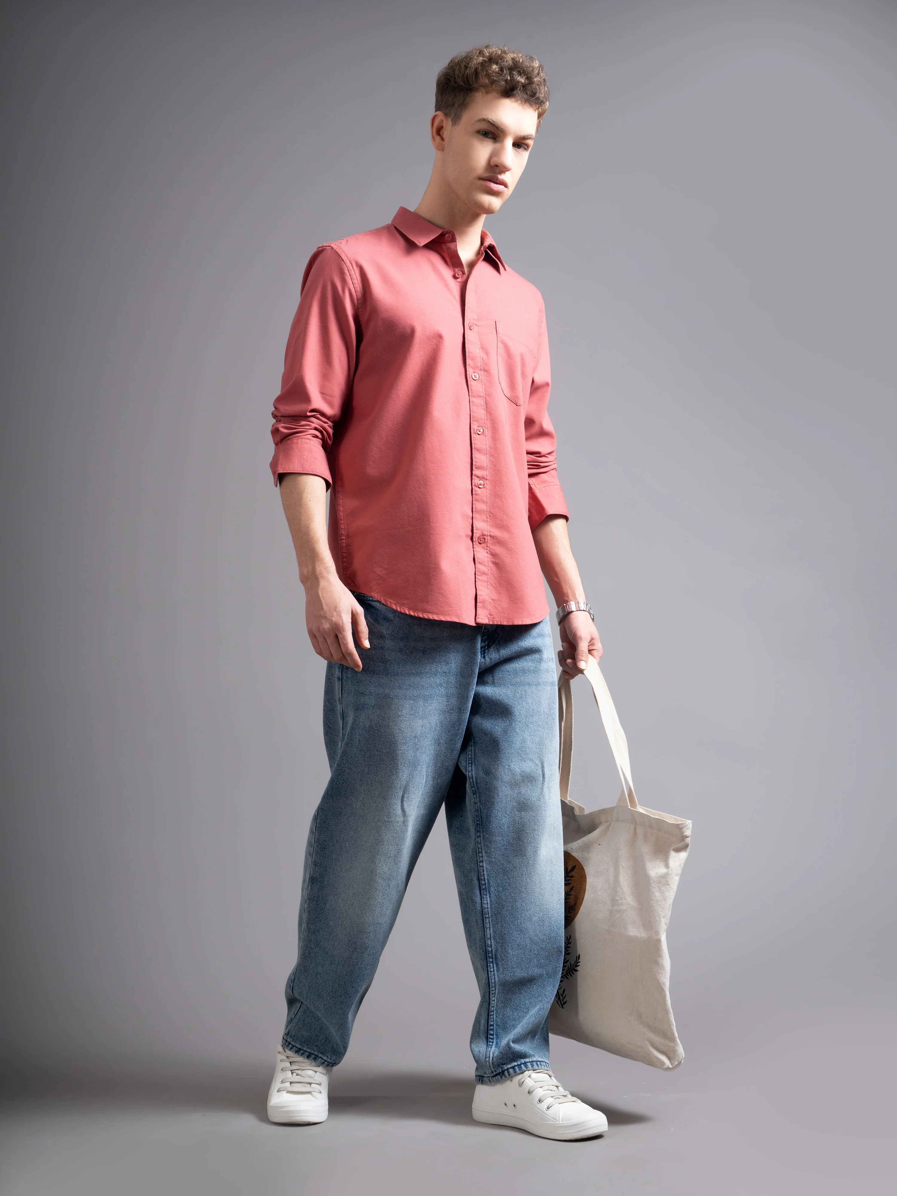 Men Pink Casual Shirt - Image 2