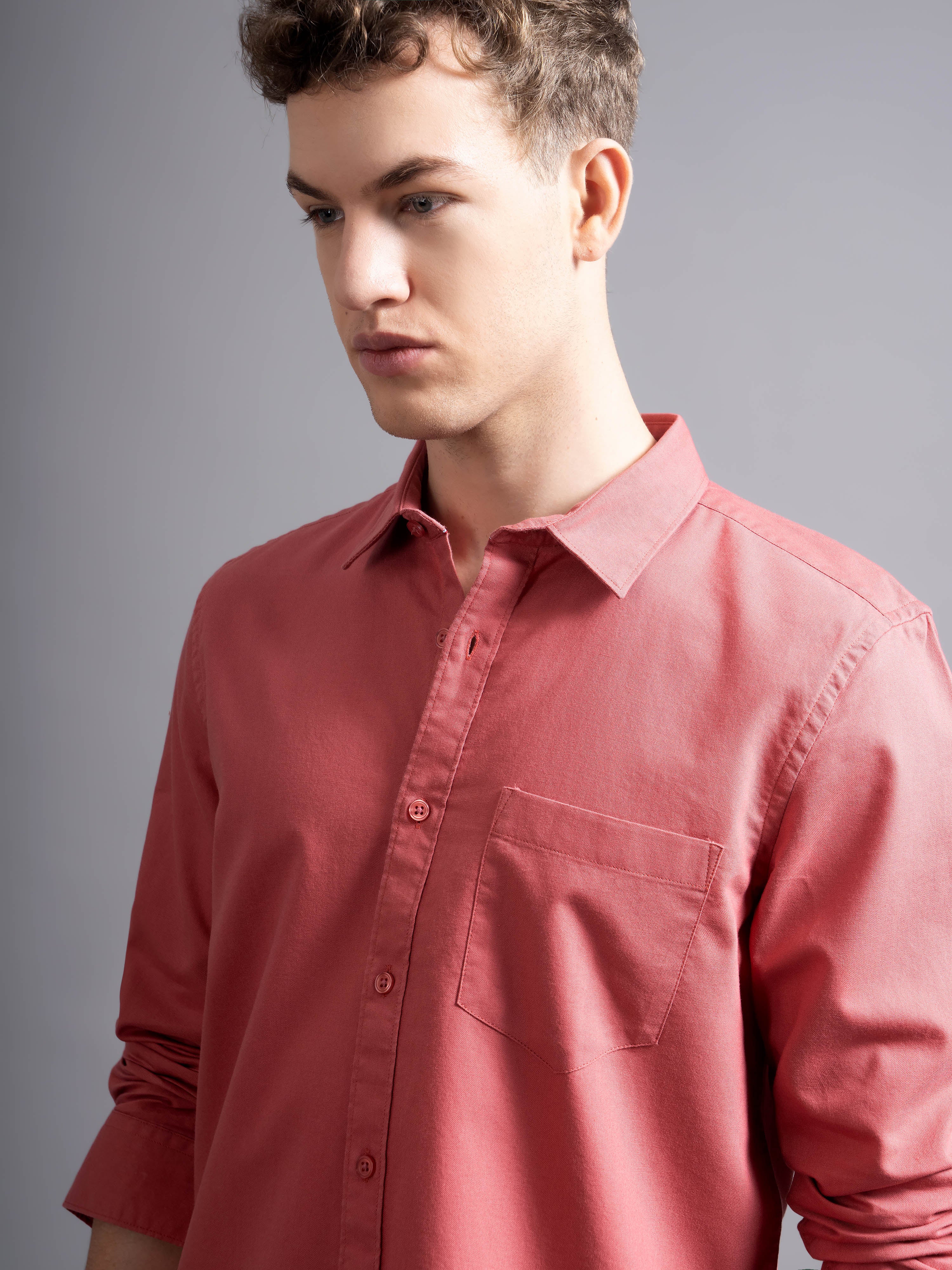 Men Pink Casual Shirt - Image 3