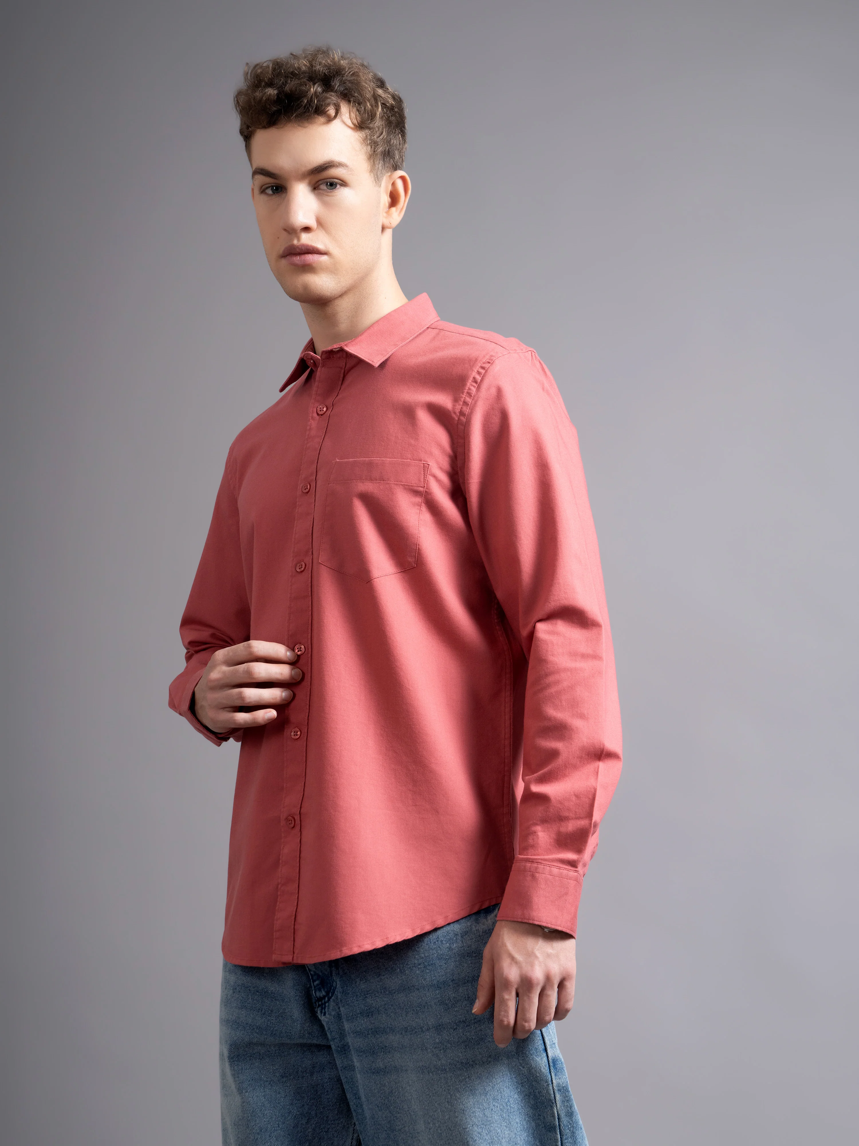 Men Pink Casual Shirt - Image 5