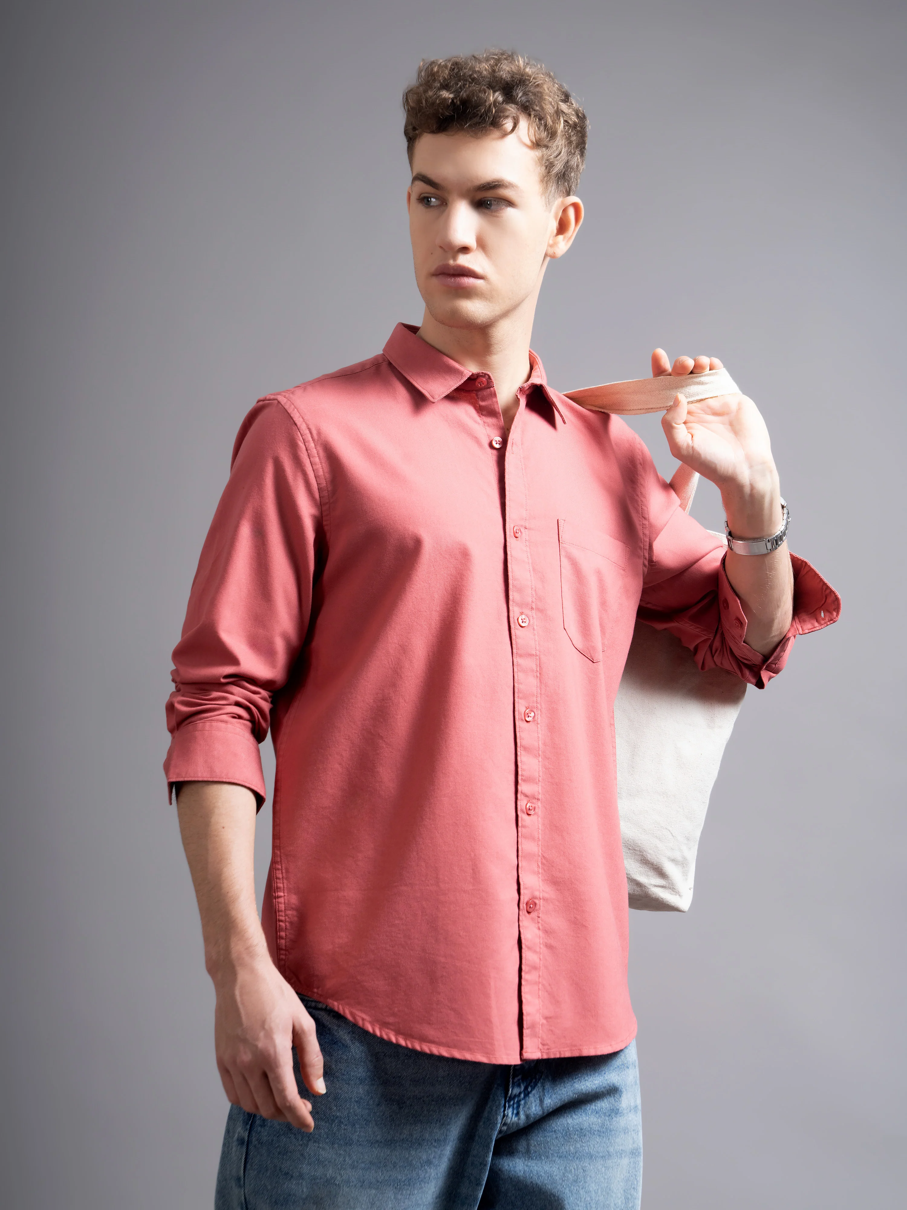 Men Pink Casual Shirt - Image 6
