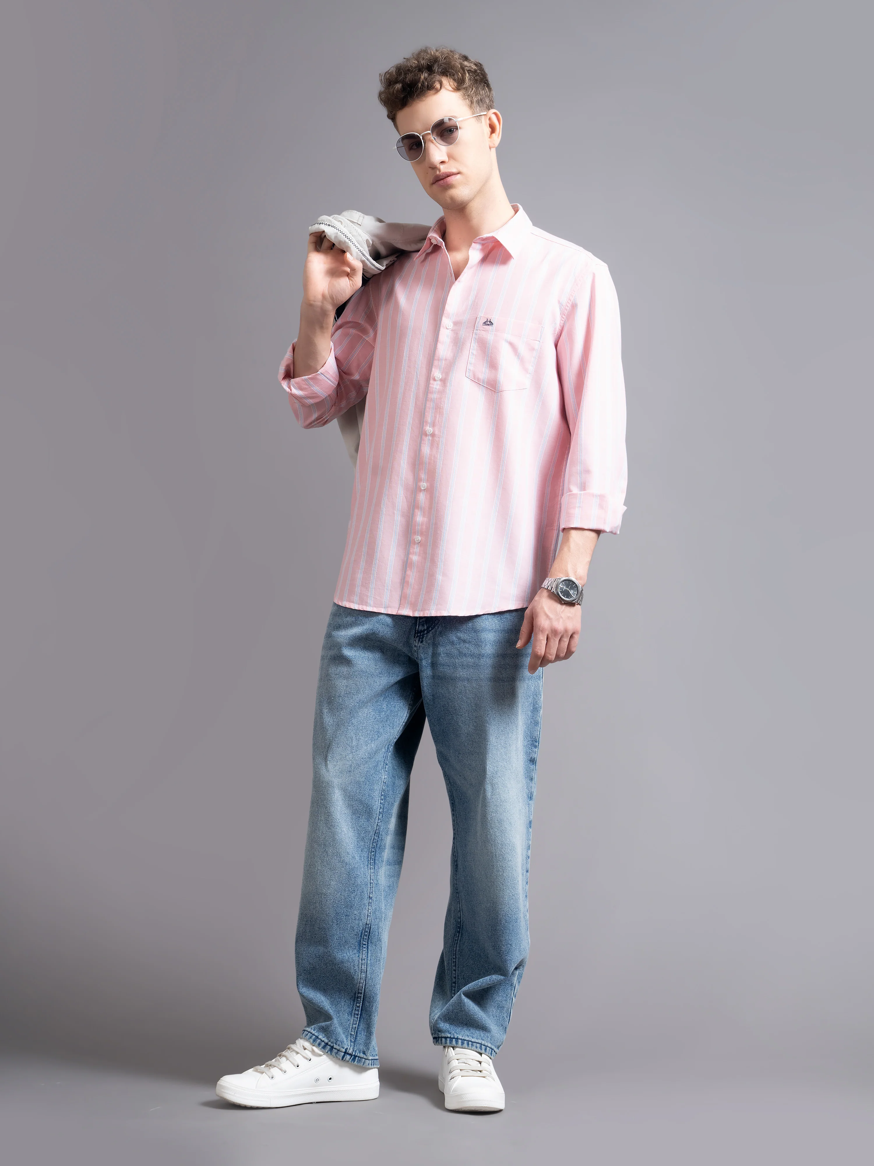 Men Pink Casual Shirt - Image 2