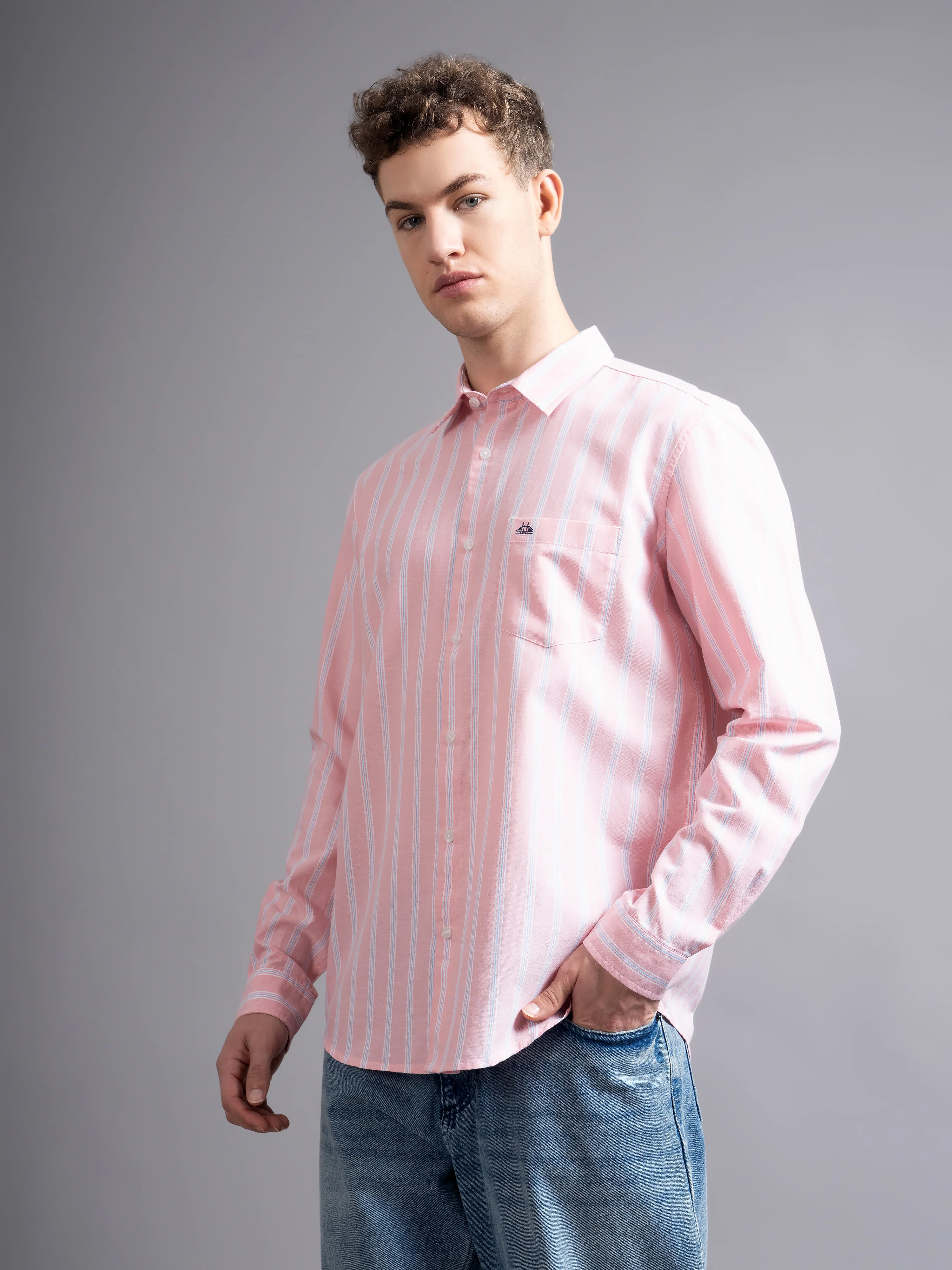 Men Pink Casual Shirt - Image 5