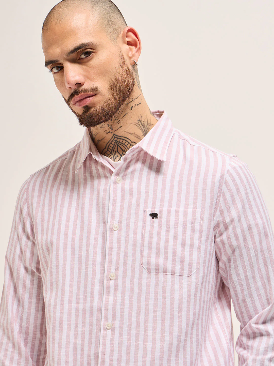 Men Pink Casual Shirt - Image 5