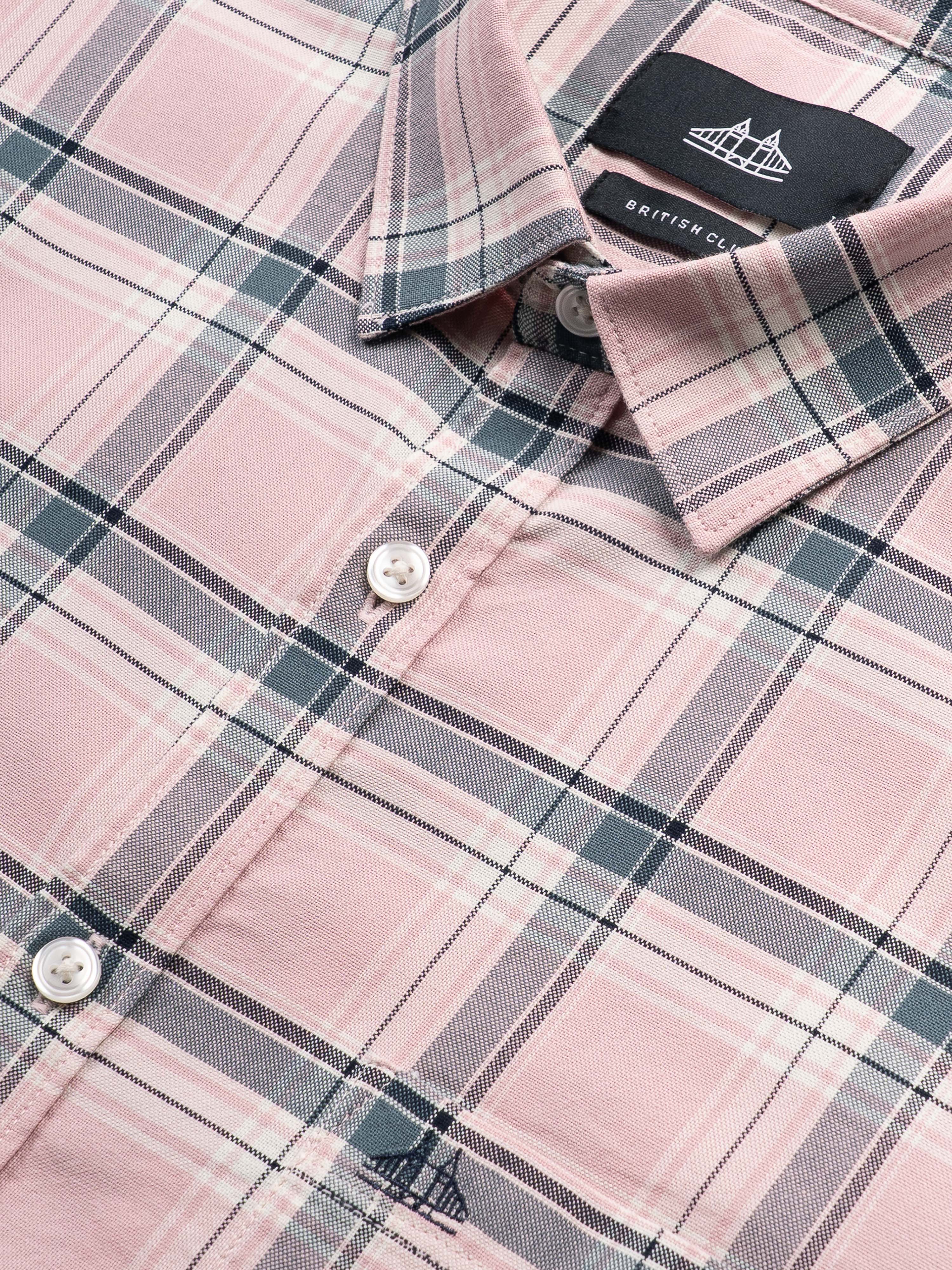 Men Pink Checked Shirt - Image 7