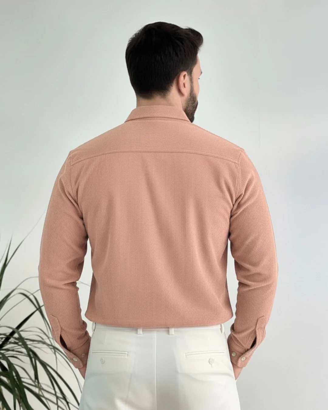 Men Pink Corduroy Shirt - Image 2