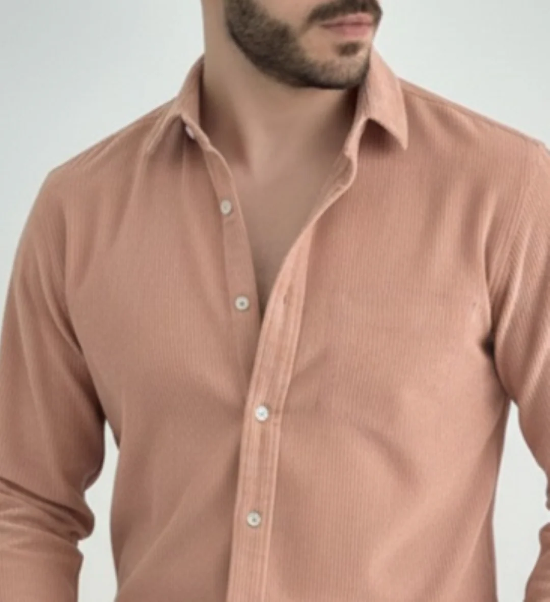 Men Pink Corduroy Shirt - Image 6