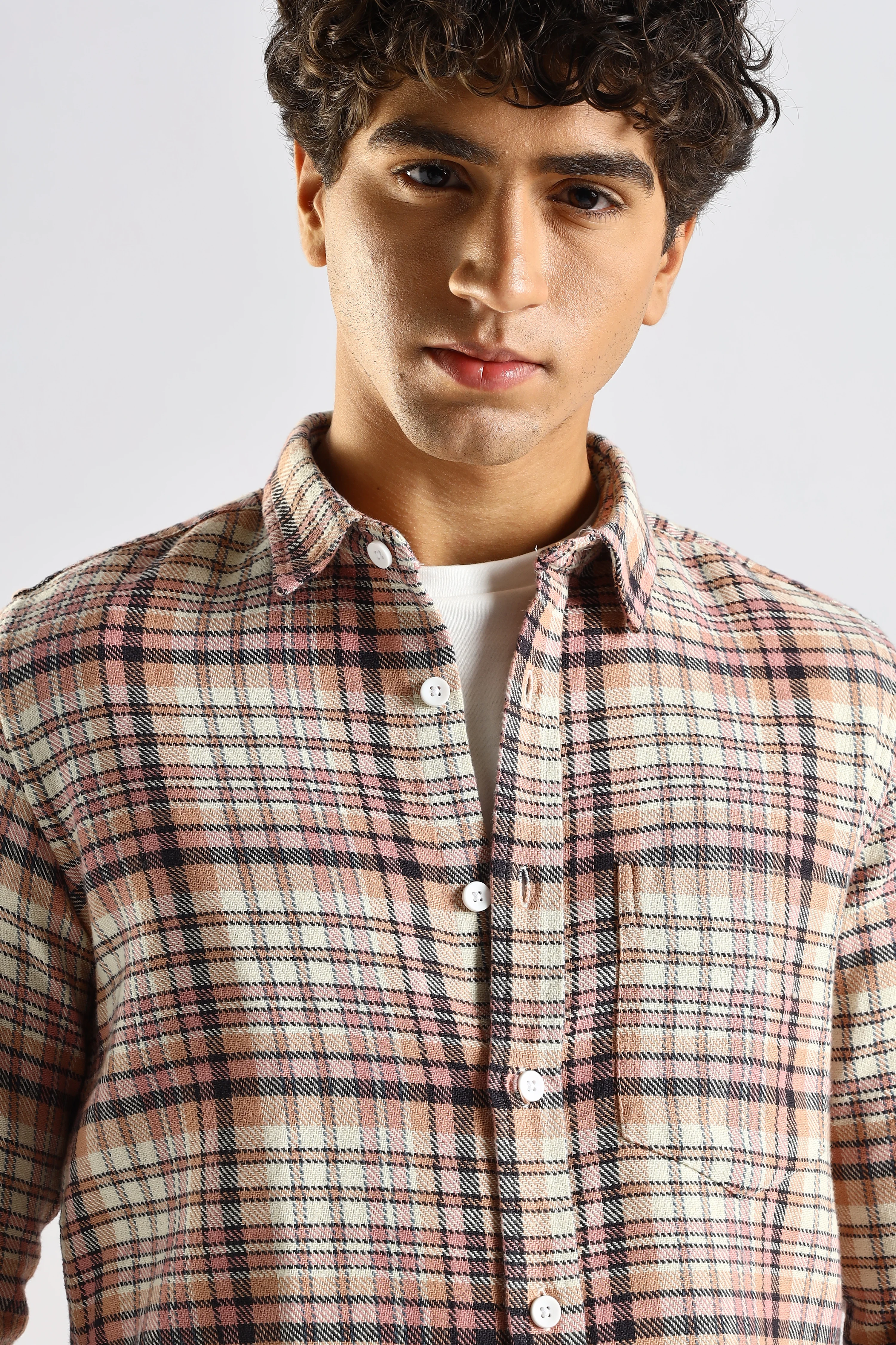 Men Pink Cotton Blend Checked Shirt - Image 3