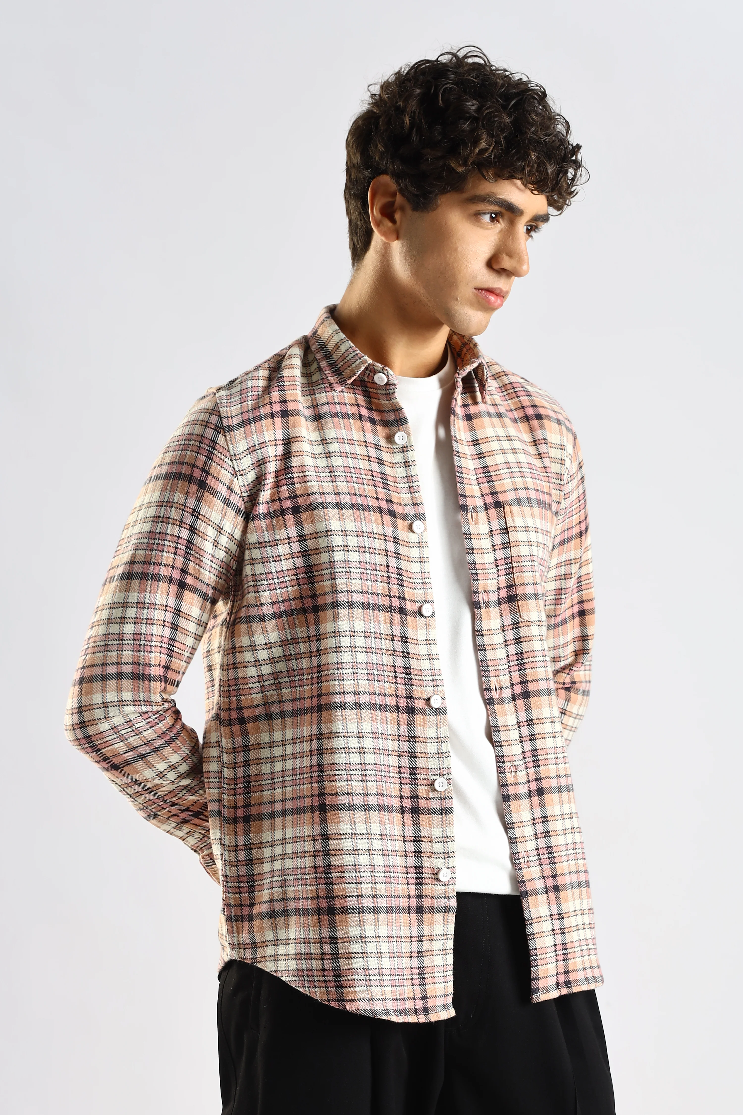 Men Pink Cotton Blend Checked Shirt - Image 5