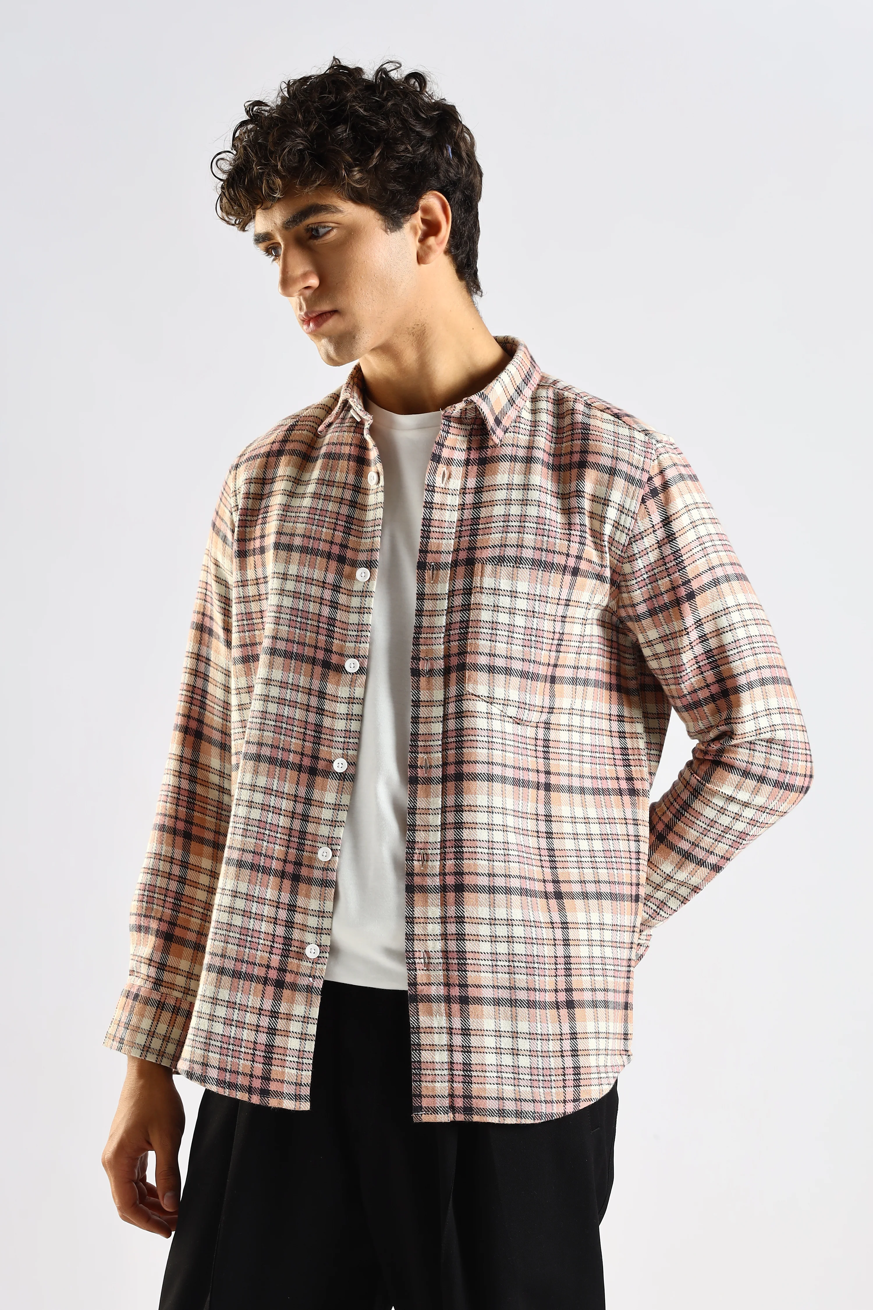 Men Pink Cotton Blend Checked Shirt - Image 6