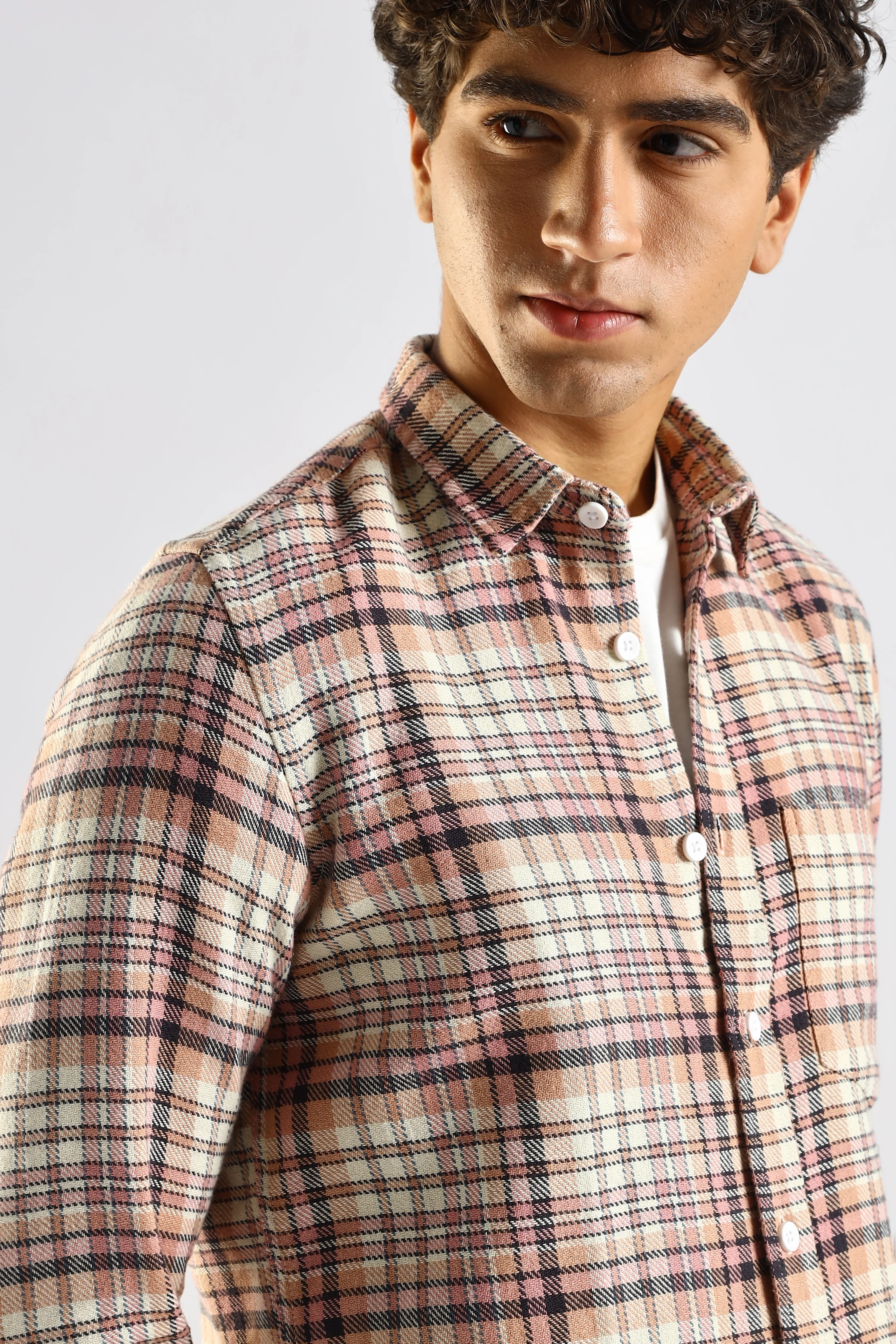 Men Pink Cotton Blend Checked Shirt - Image 7