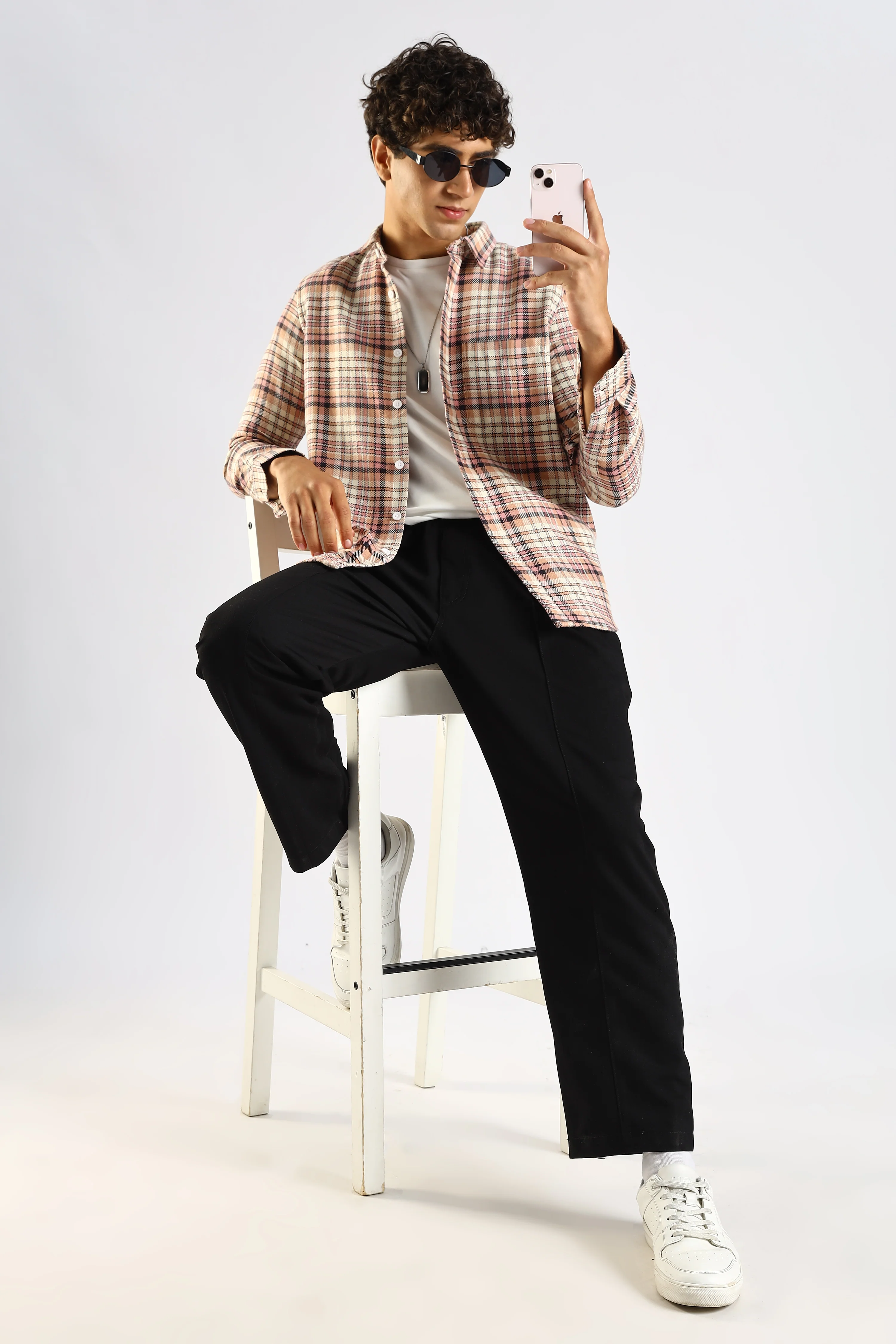 Men Pink Cotton Blend Checked Shirt - Image 8