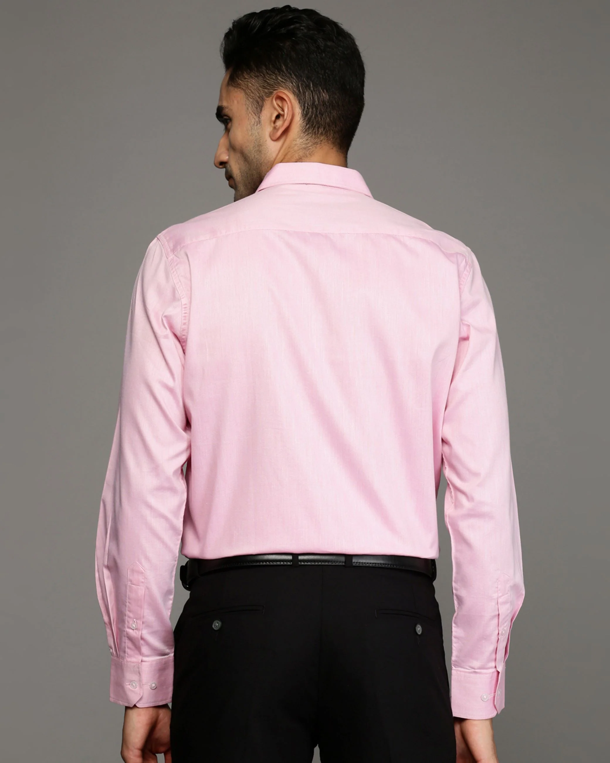 Men Pink Cotton Blend Slim Shirt - Image 4