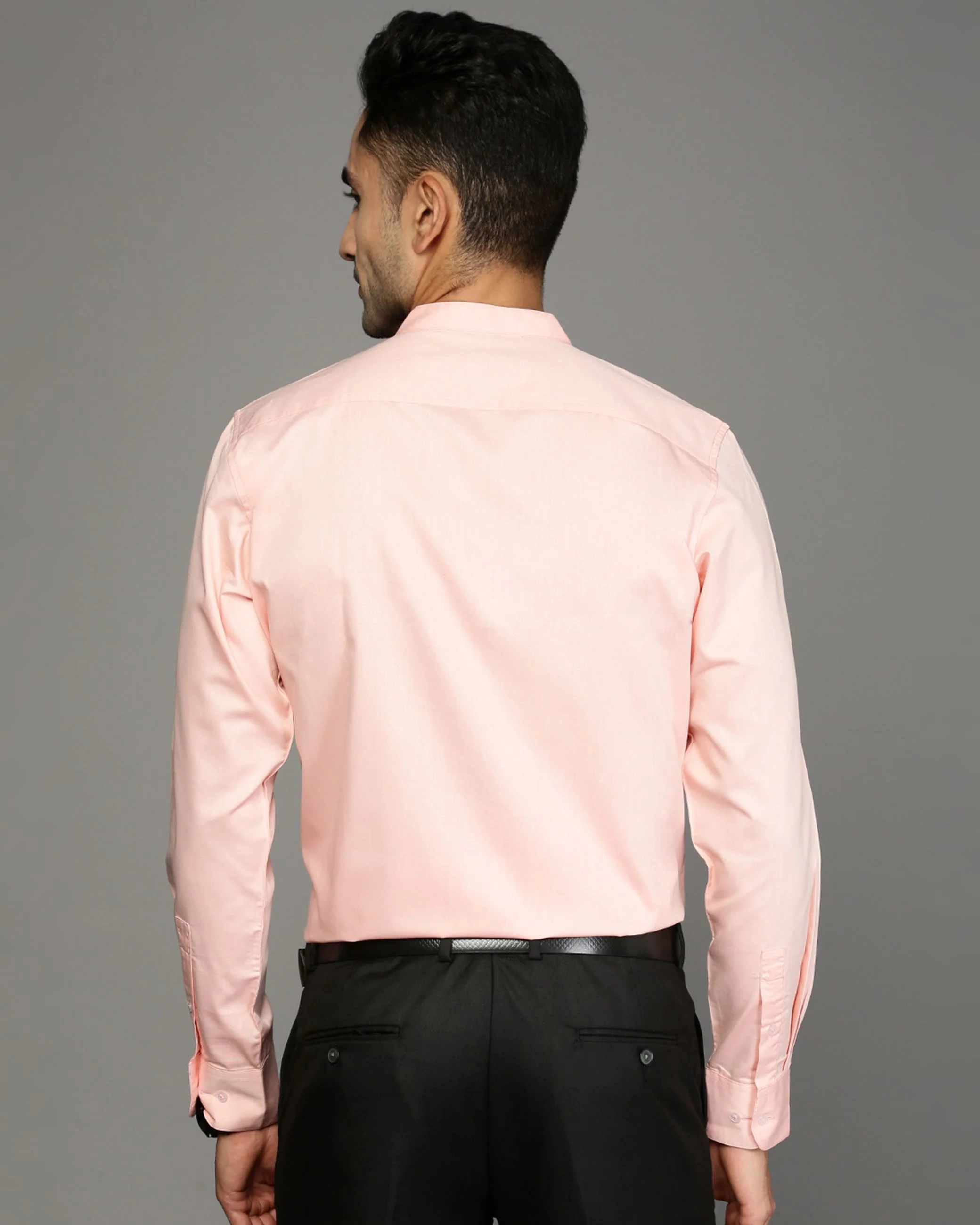 Men Pink Cotton Blend Slim Shirt - Image 4