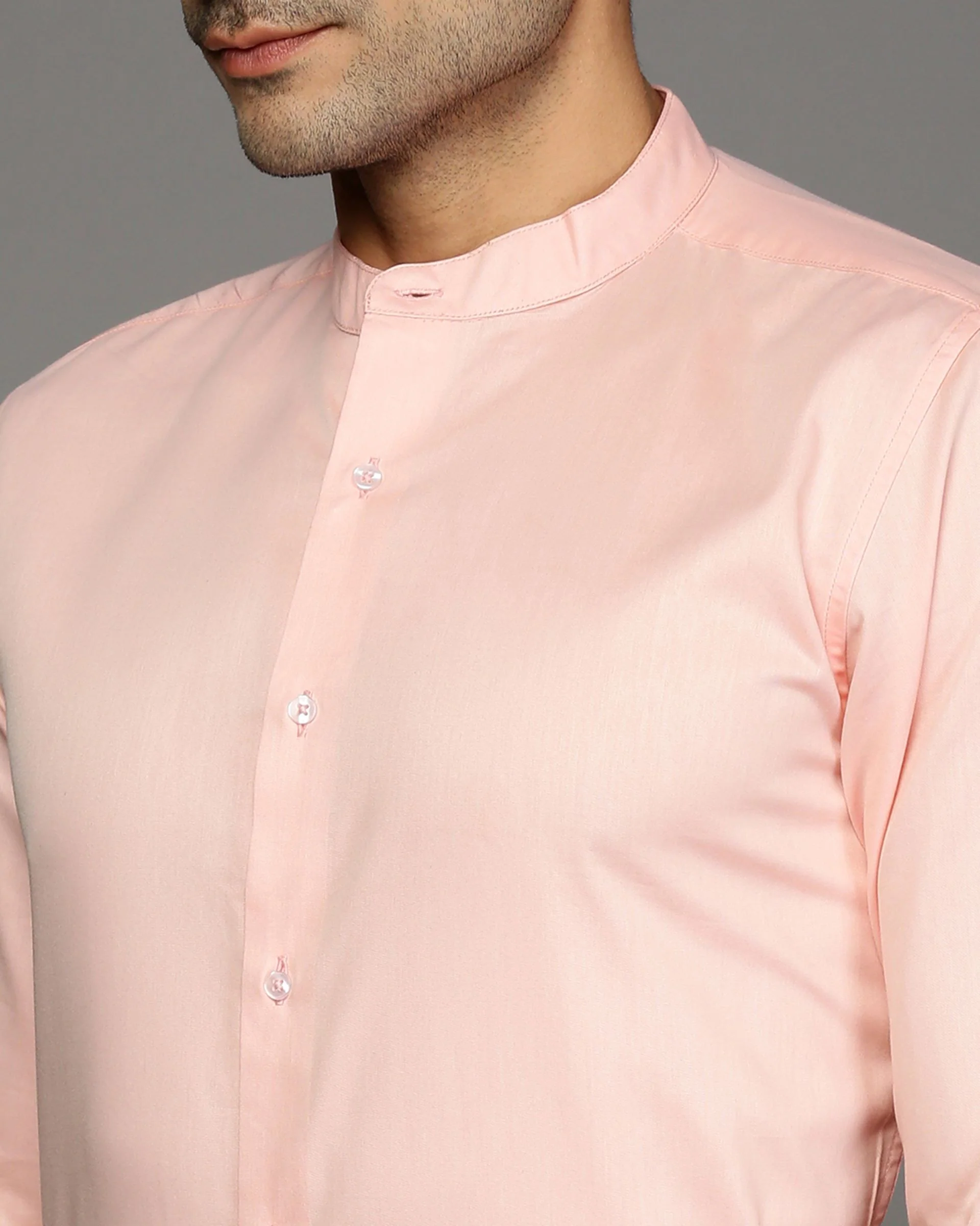 Men Pink Cotton Blend Slim Shirt - Image 6