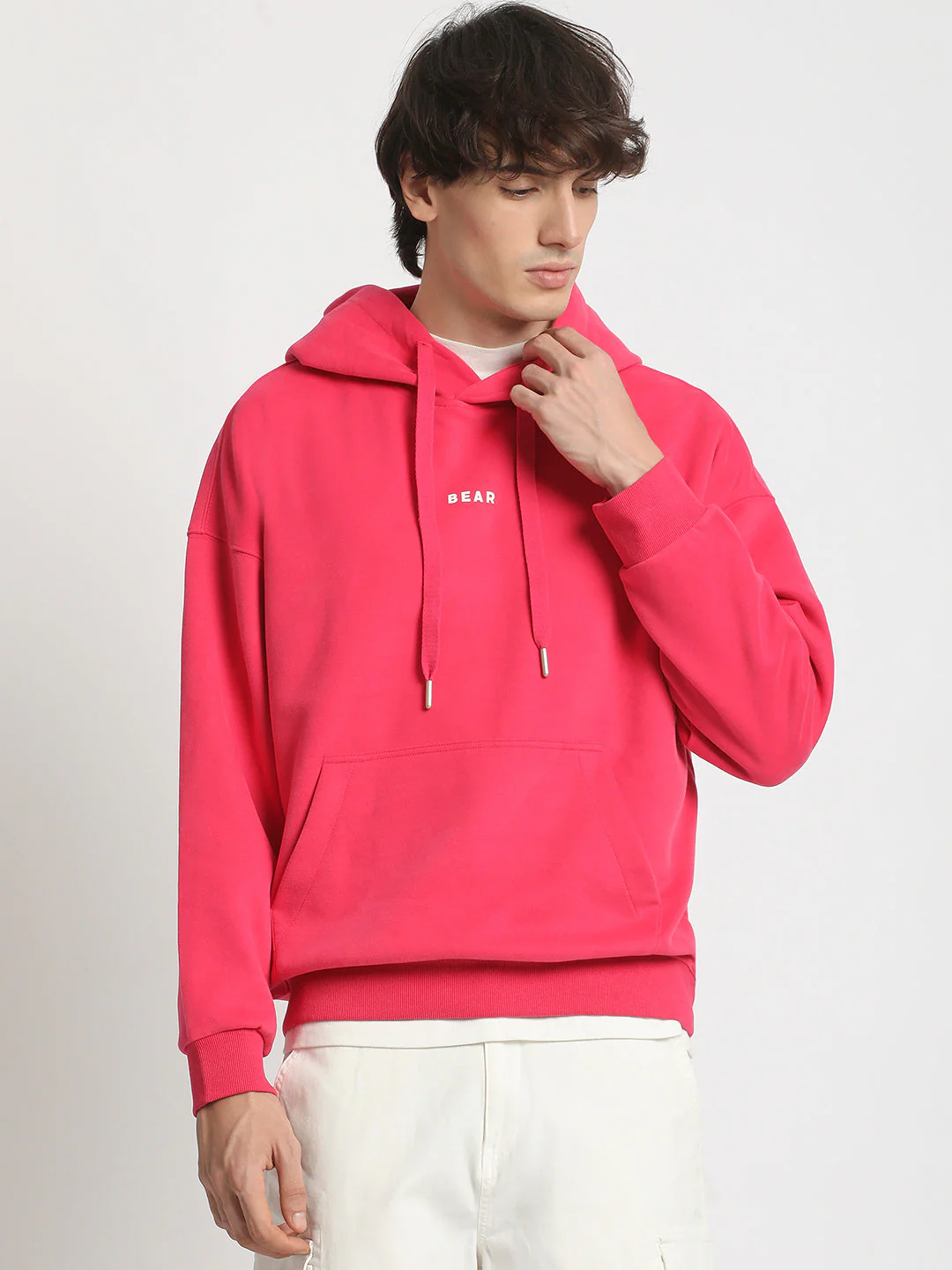 Men  Pink Cotton Hoodie - Image 2