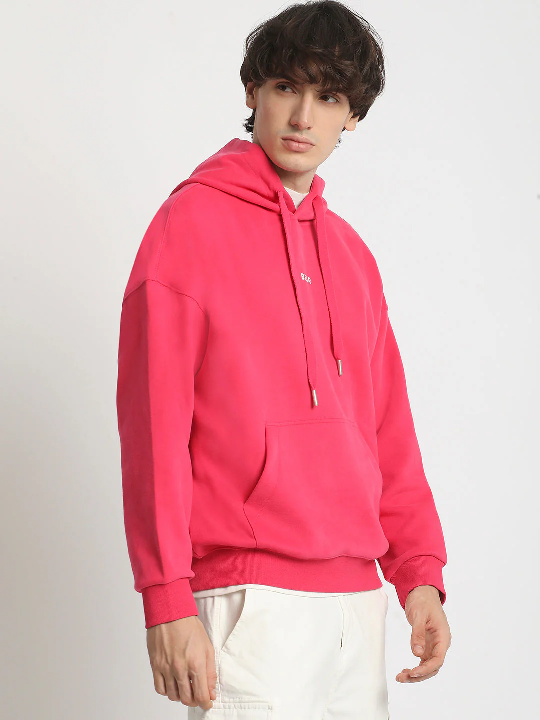 Men  Pink Cotton Hoodie - Image 3