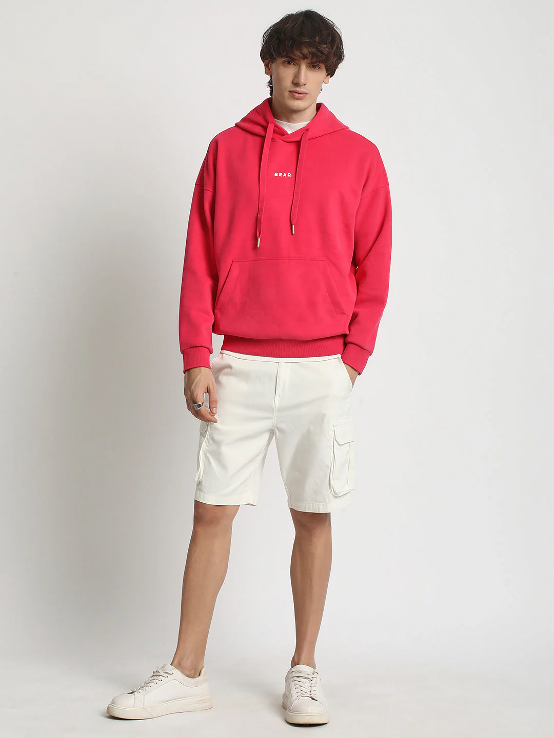 Men  Pink Cotton Hoodie - Image 5