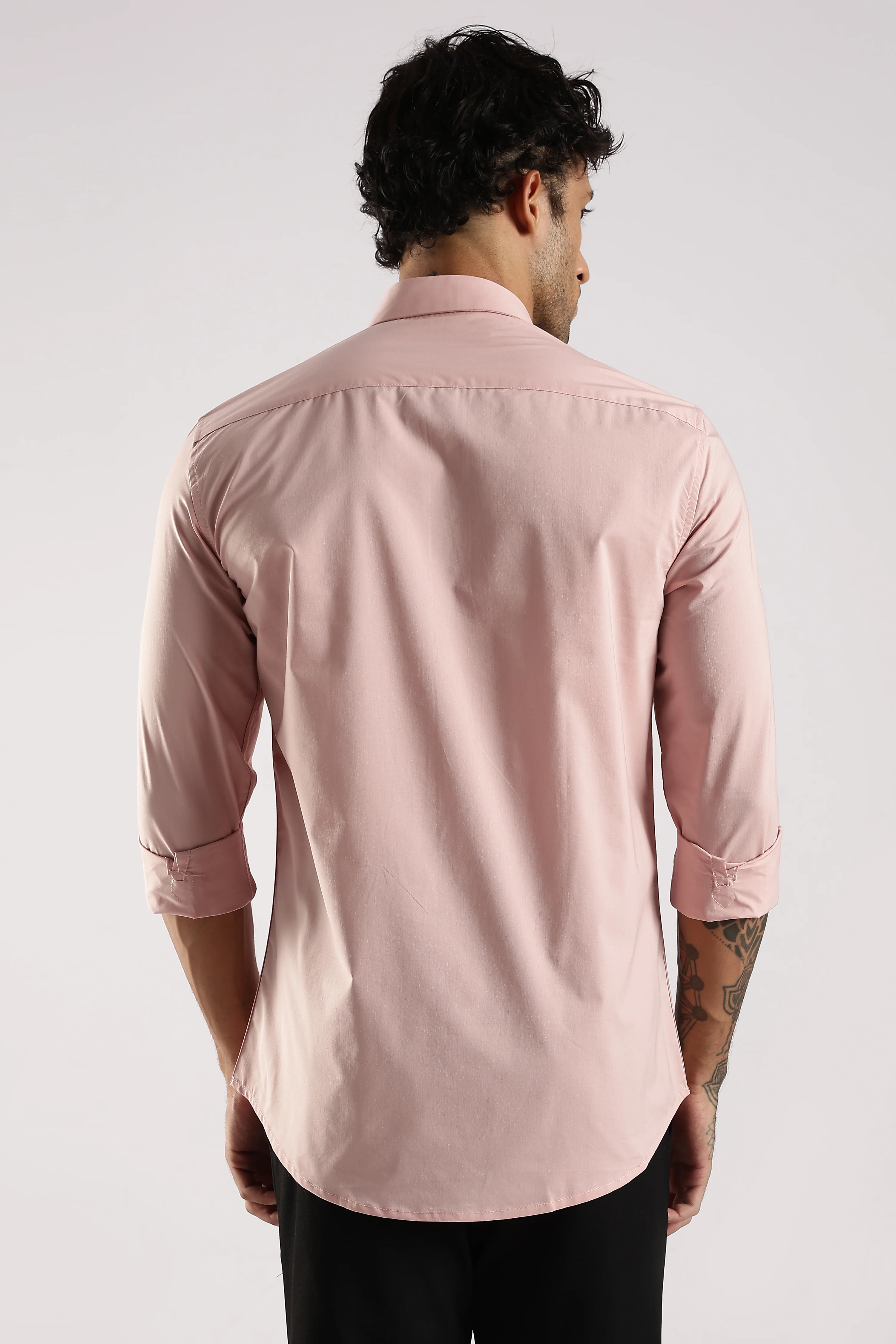 Men Pink Cotton Slim Fit Shirt - Image 2