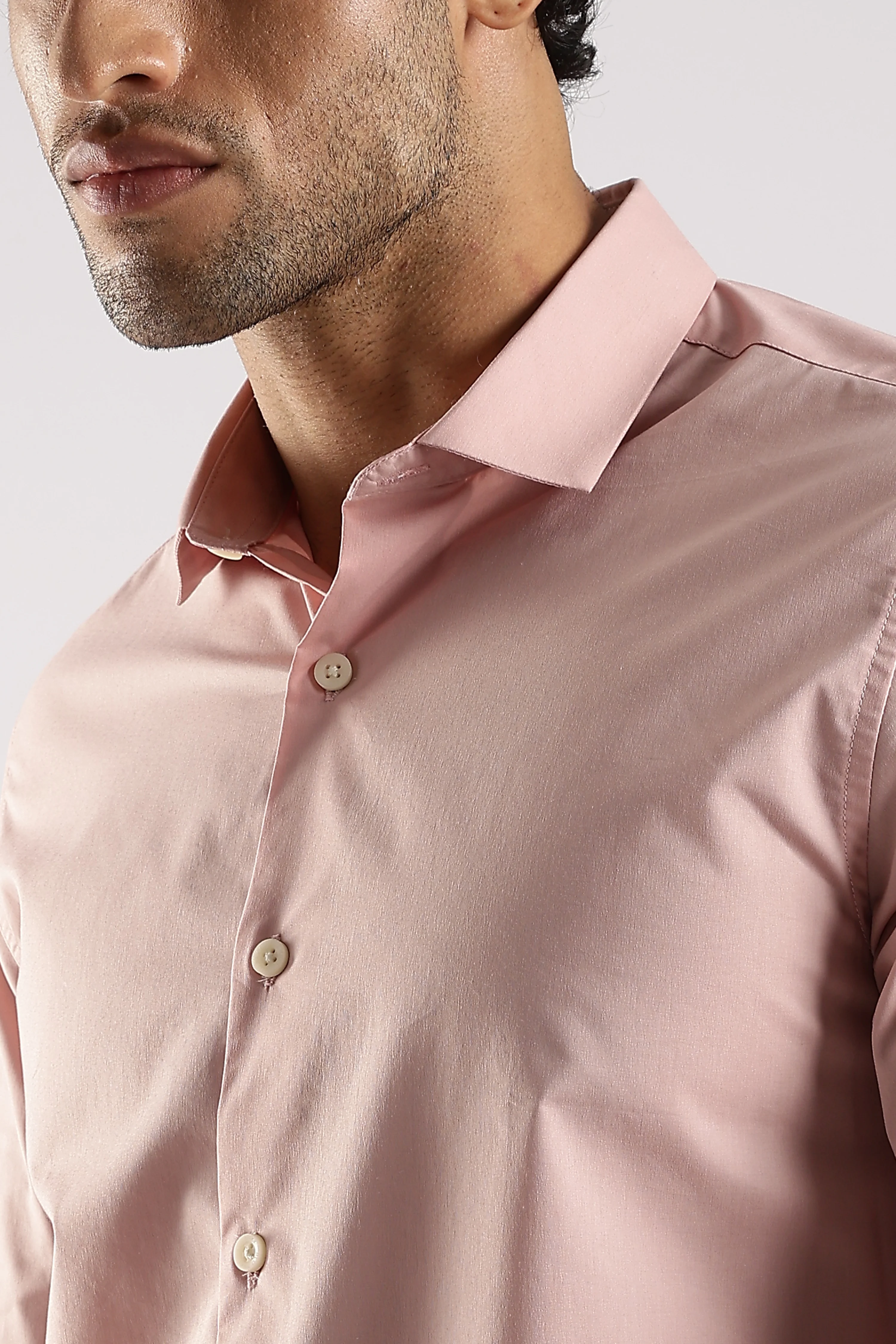 Men Pink Cotton Slim Fit Shirt - Image 5