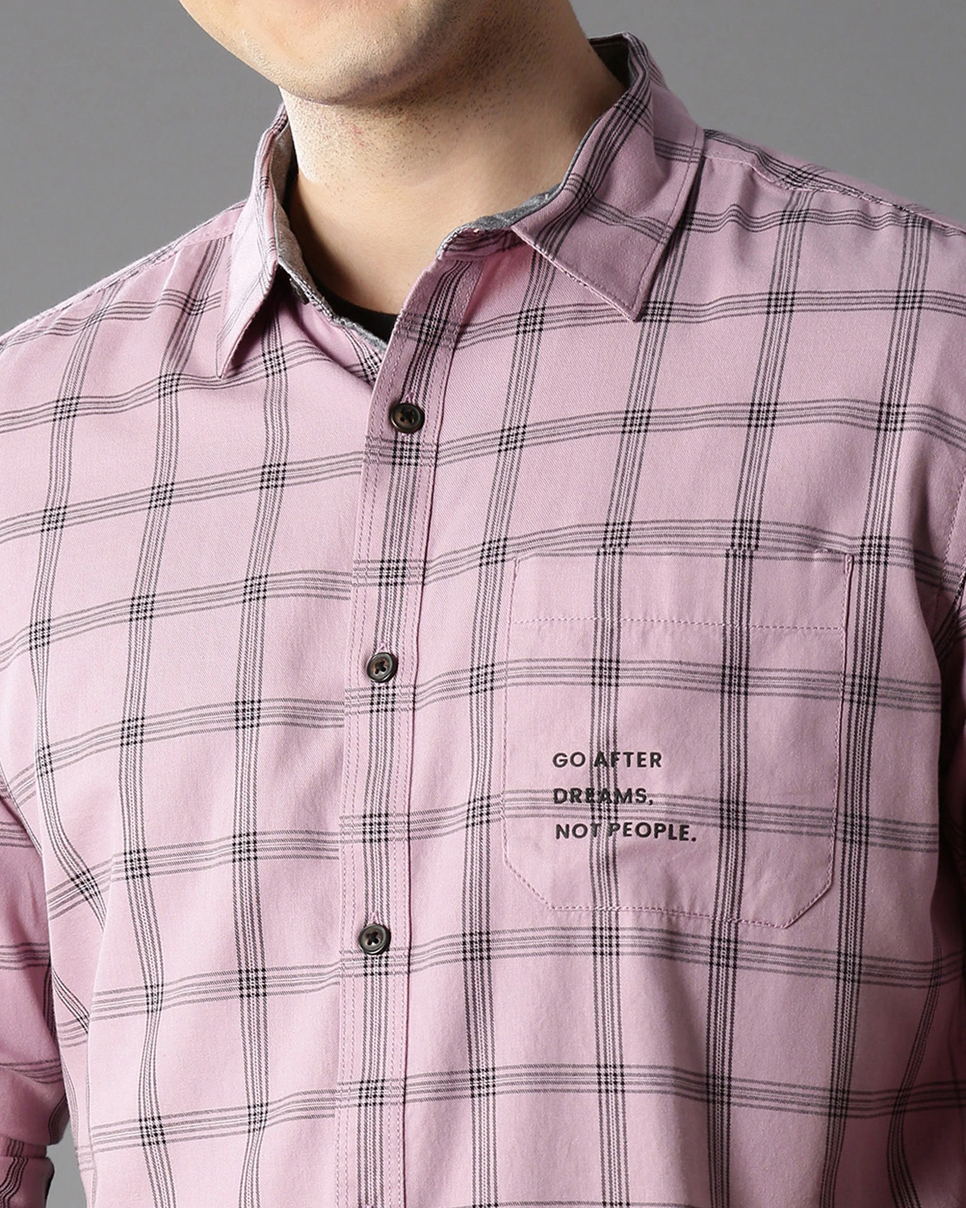 Men Pink Cotton Slim Shirt - Image 4