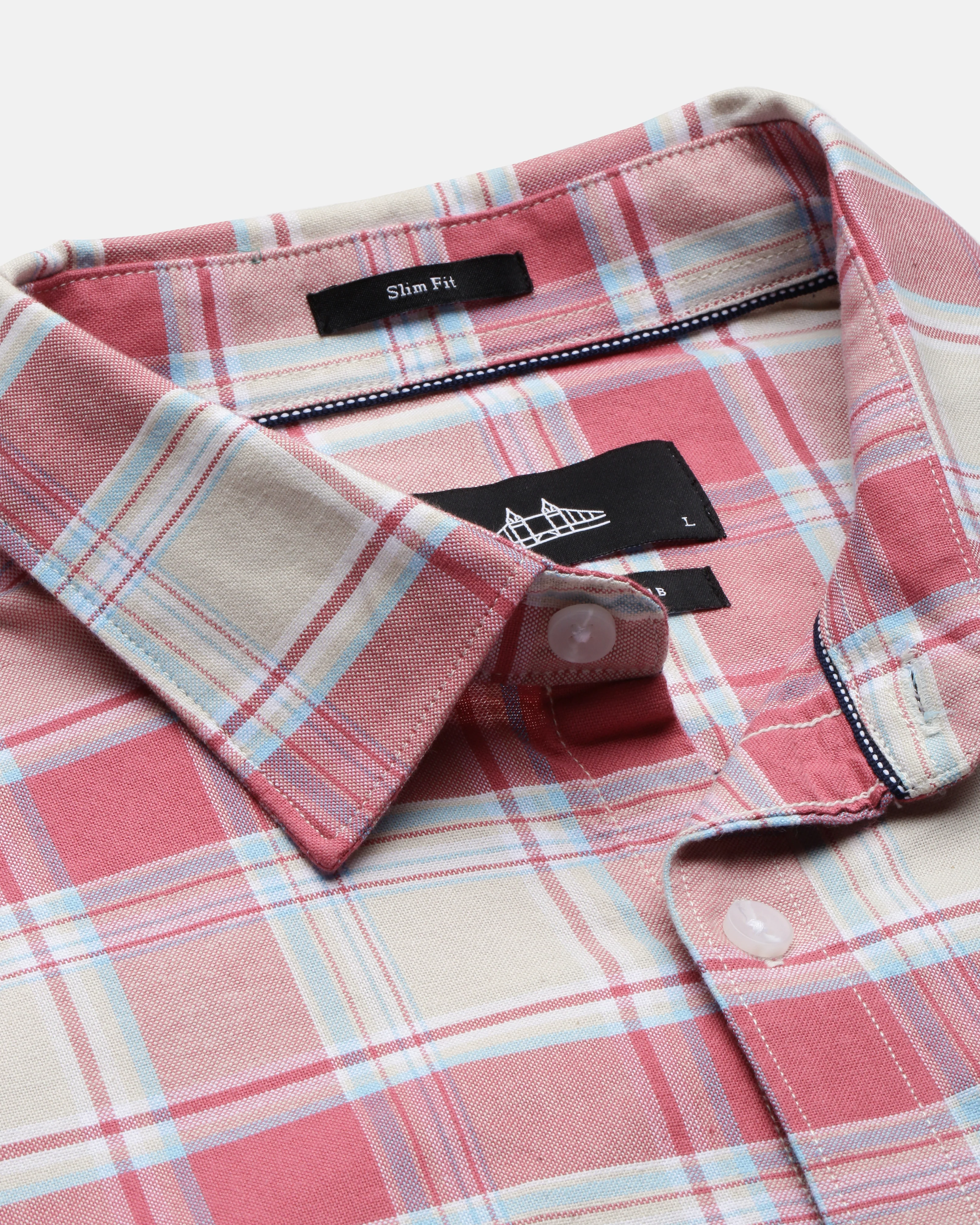 Men Pink Cotton Slim Shirt - Image 4