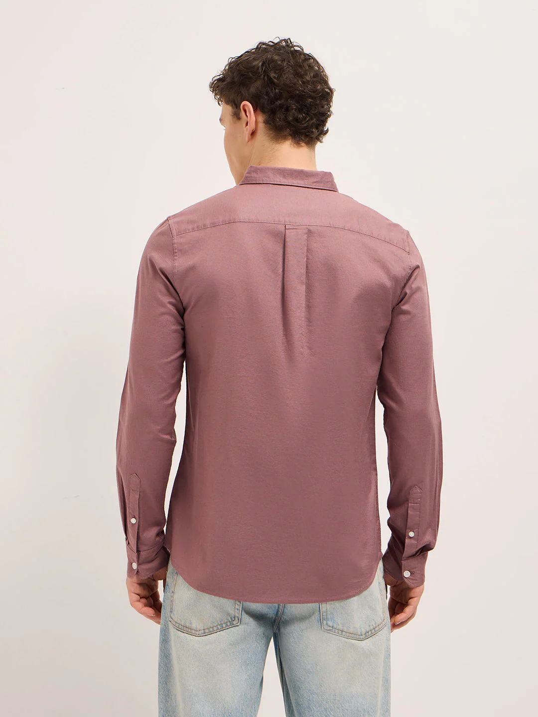 Men Pink Cotton Solid Slim Fit Casual Shirt - Image 2