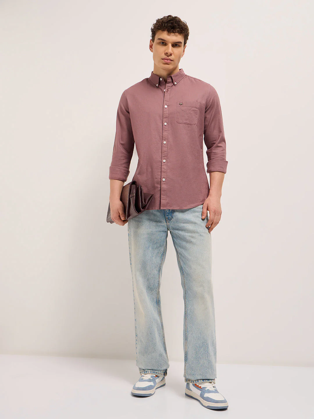 Men Pink Cotton Solid Slim Fit Casual Shirt - Image 4