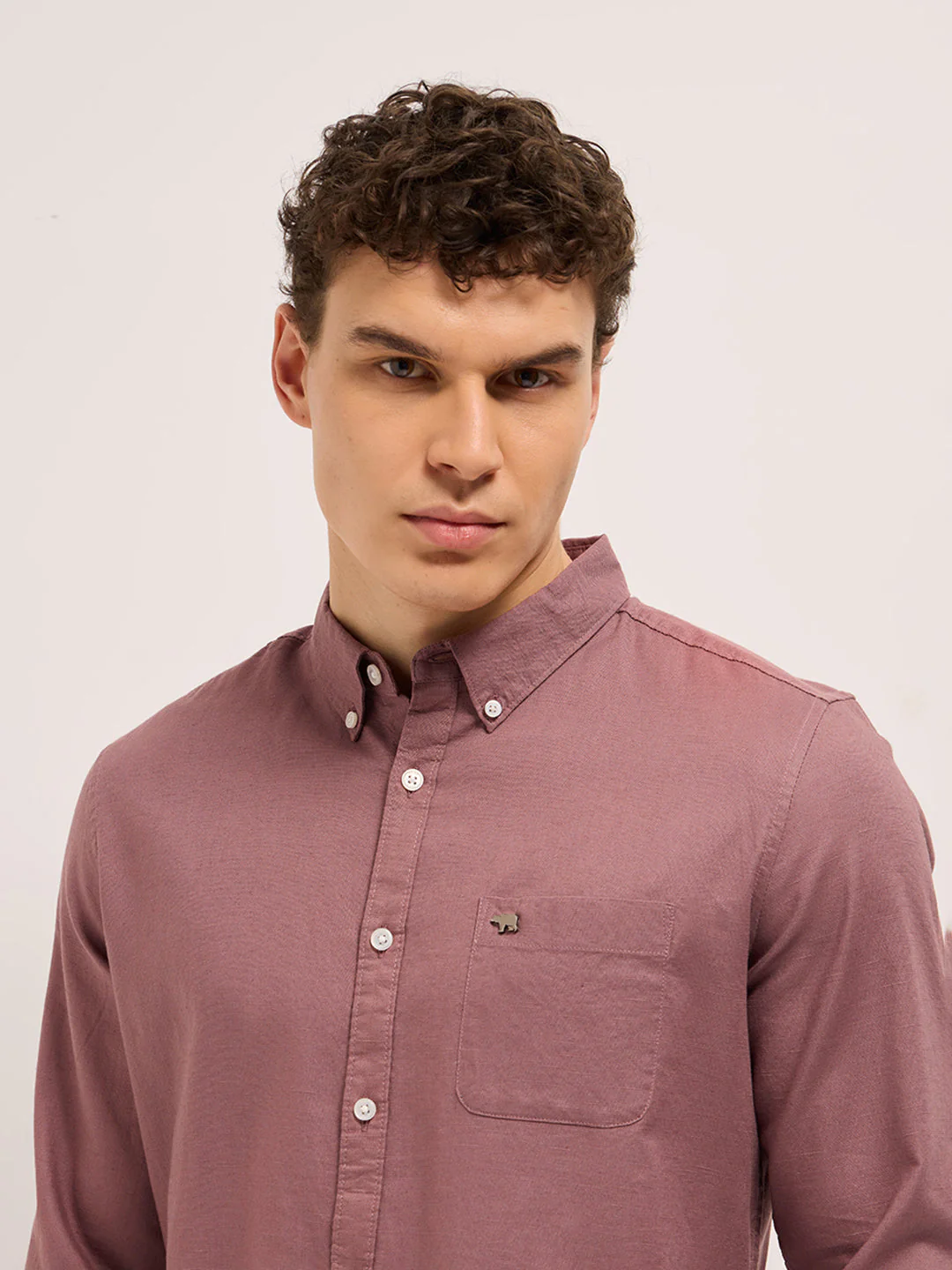 Men Pink Cotton Solid Slim Fit Casual Shirt - Image 5