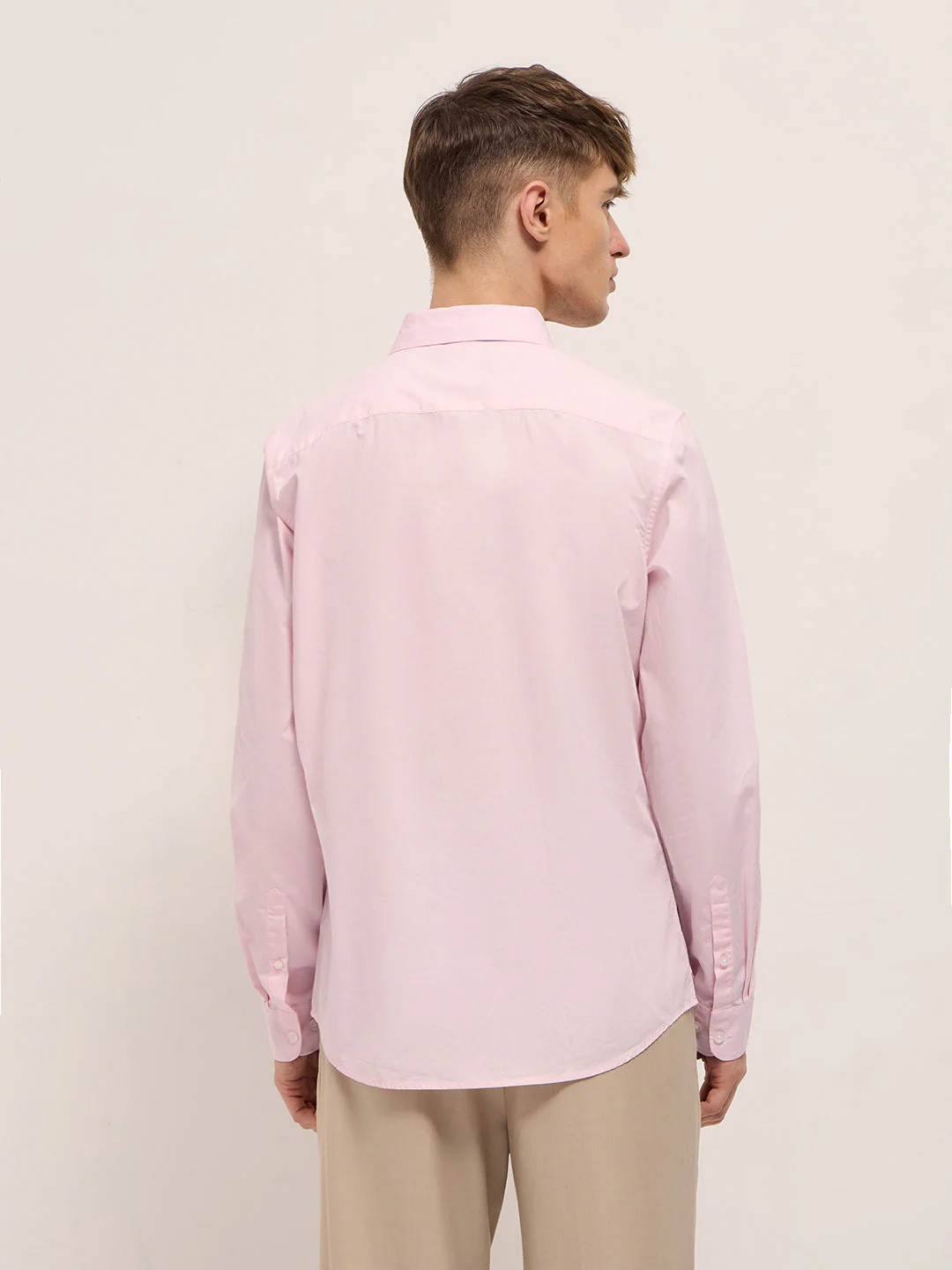 Men Pink Cotton Solid Slim Fit Casual Shirt - Image 2