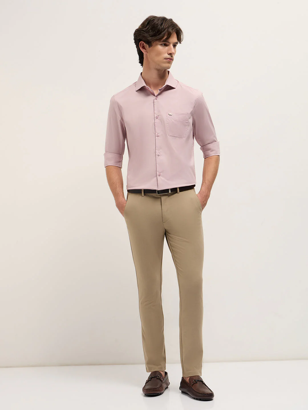 Men Pink Cotton Solid Tailored Fit Formal Shirt - Image 4