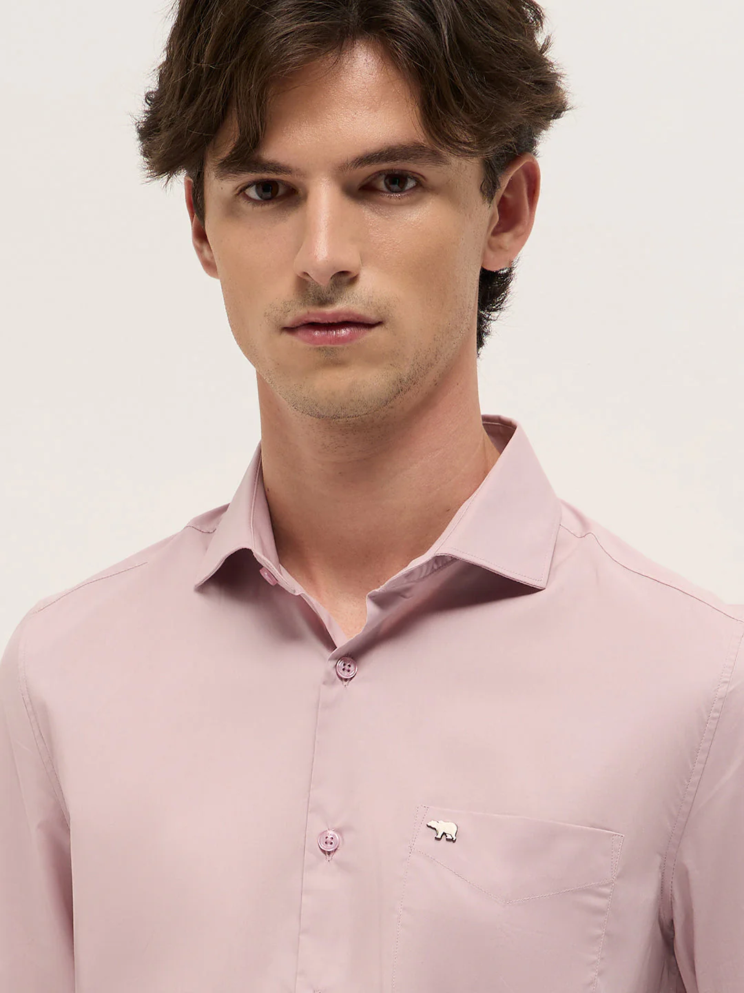 Men Pink Cotton Solid Tailored Fit Formal Shirt - Image 5