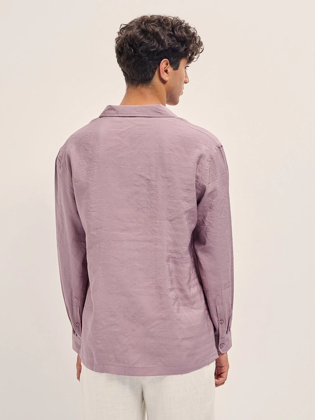 Men Pink Lenzing Modal Solid Oversize Fit Casual Shirt - Image 2