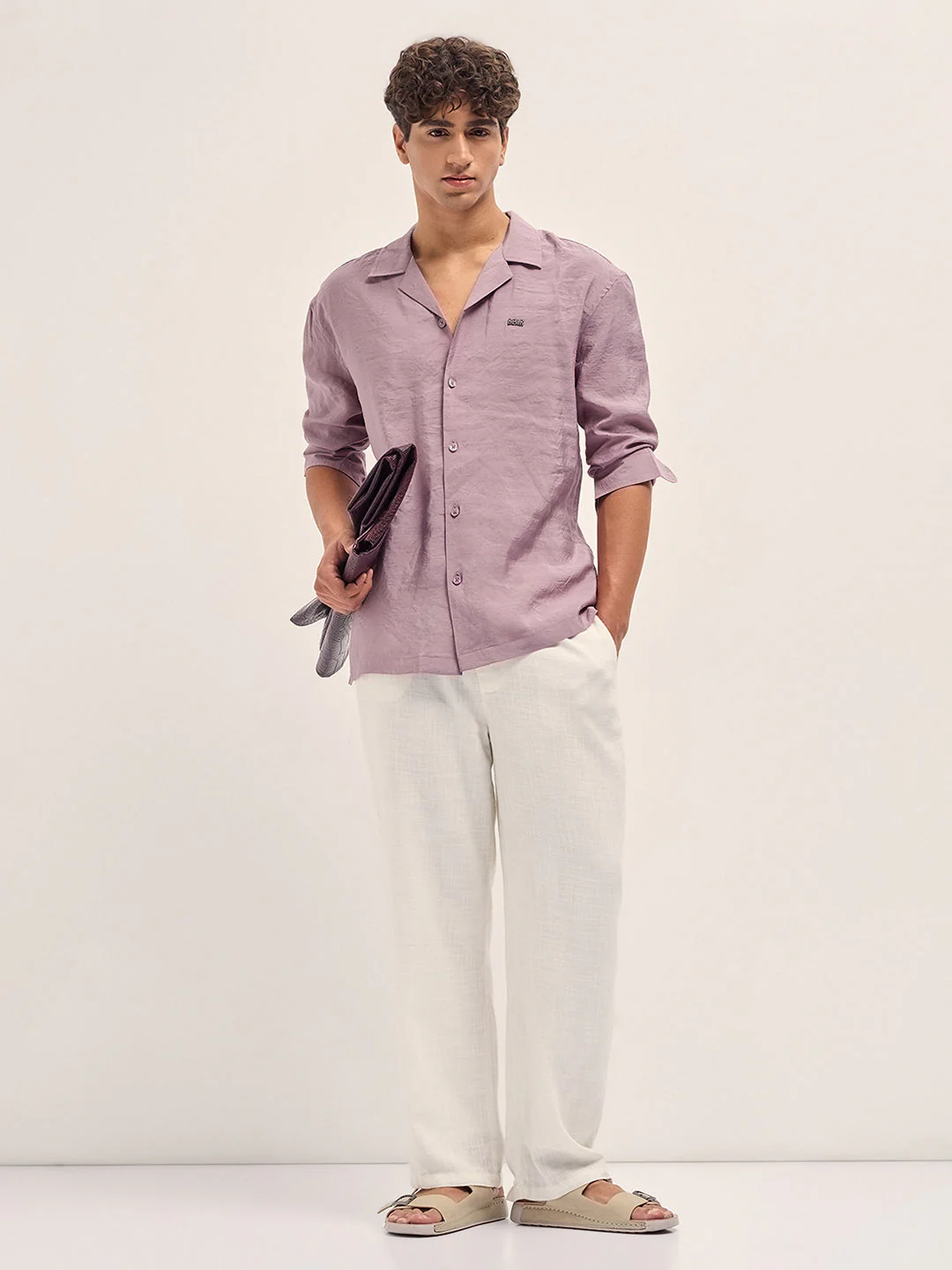 Men Pink Lenzing Modal Solid Oversize Fit Casual Shirt - Image 4