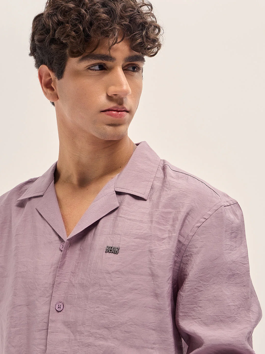 Men Pink Lenzing Modal Solid Oversize Fit Casual Shirt - Image 5
