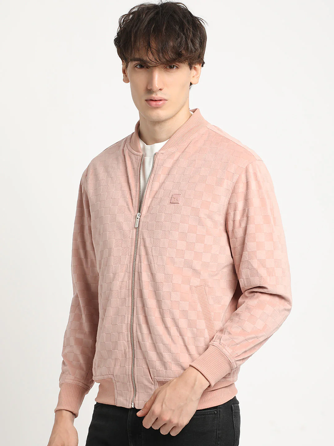 Men  Pink Lightweight Bomber Jacket - Image 3