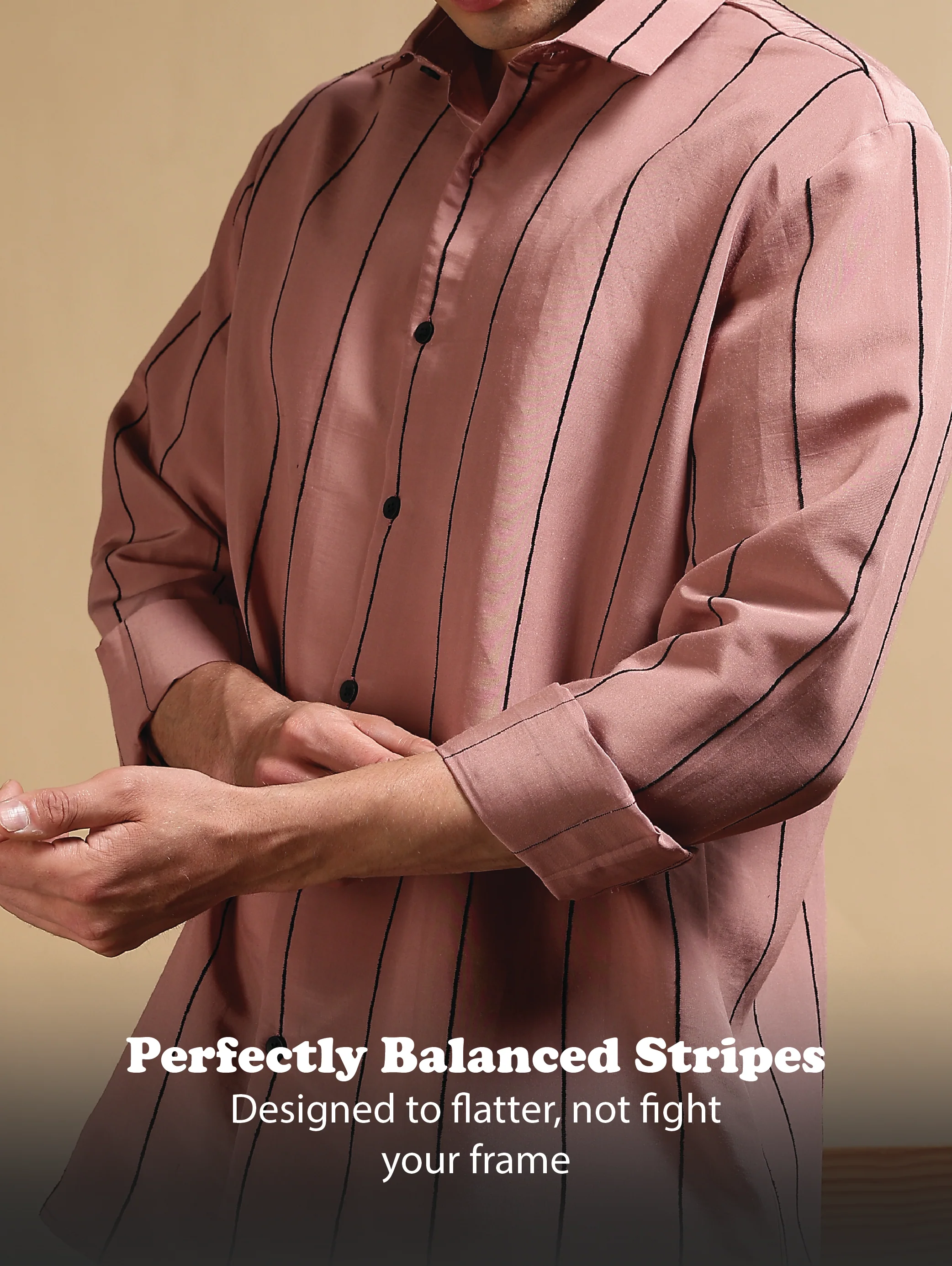 Men Pink Nylon Slim Fit Striped Shirt - Image 11