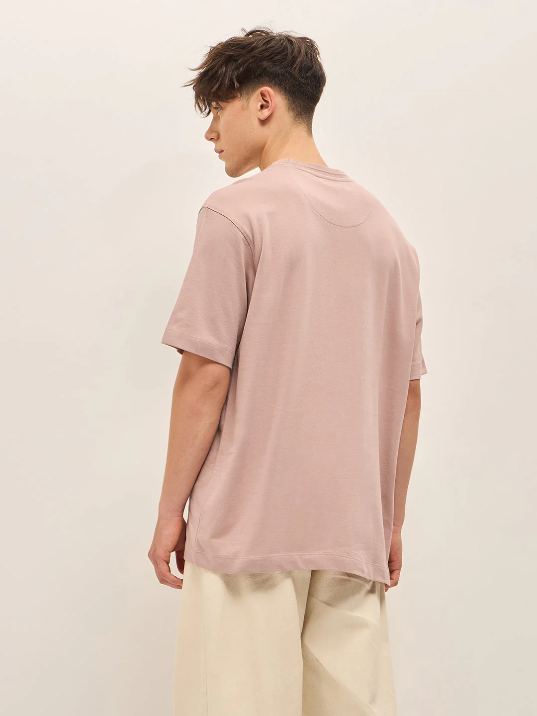 Men Pink Oversize Graphic Design Crew Neck T-shirt - Image 2