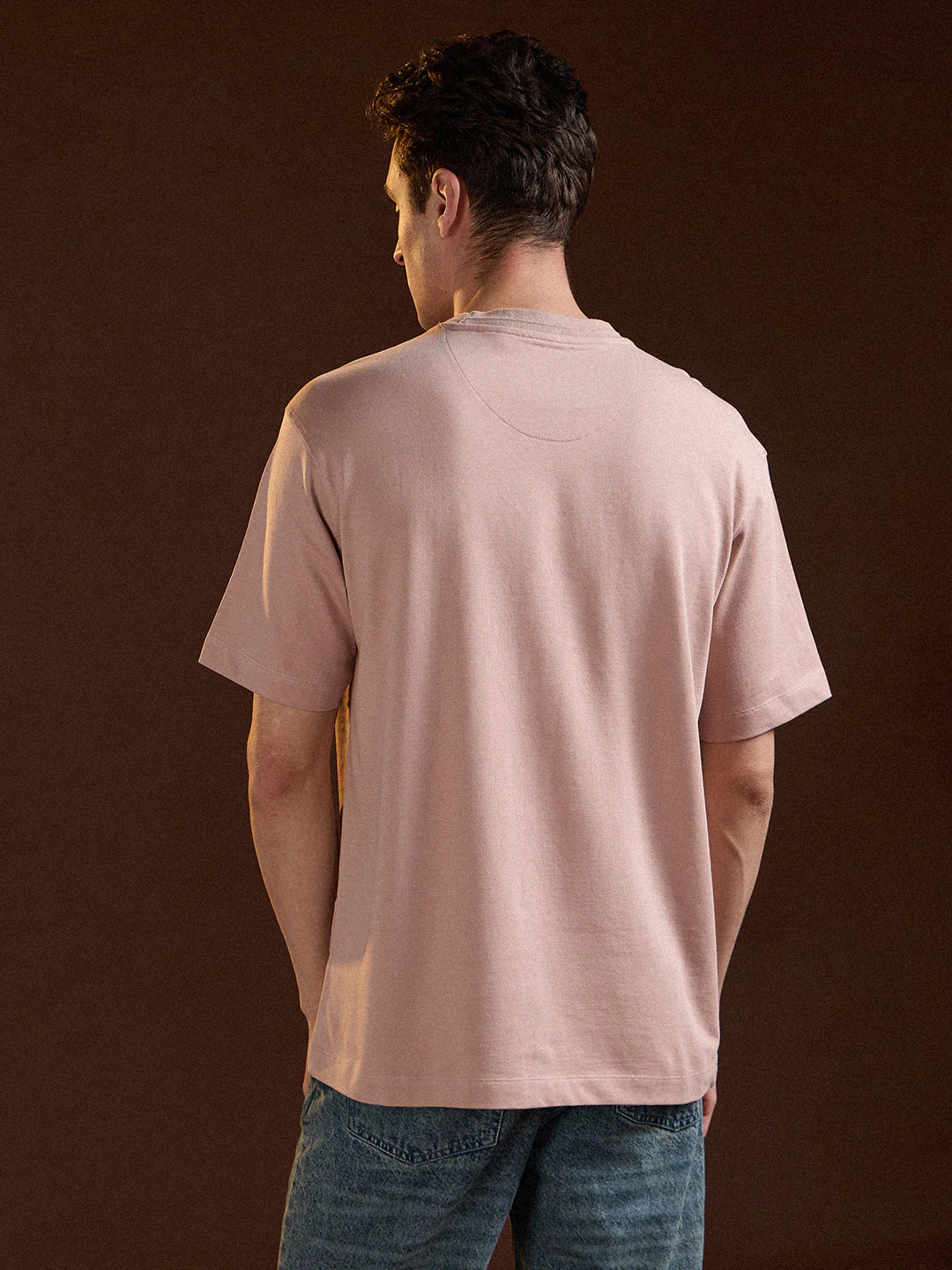 Men Pink Oversize Repeated "BEAR" Graphic Print Crew Neck T-shirt - Image 2