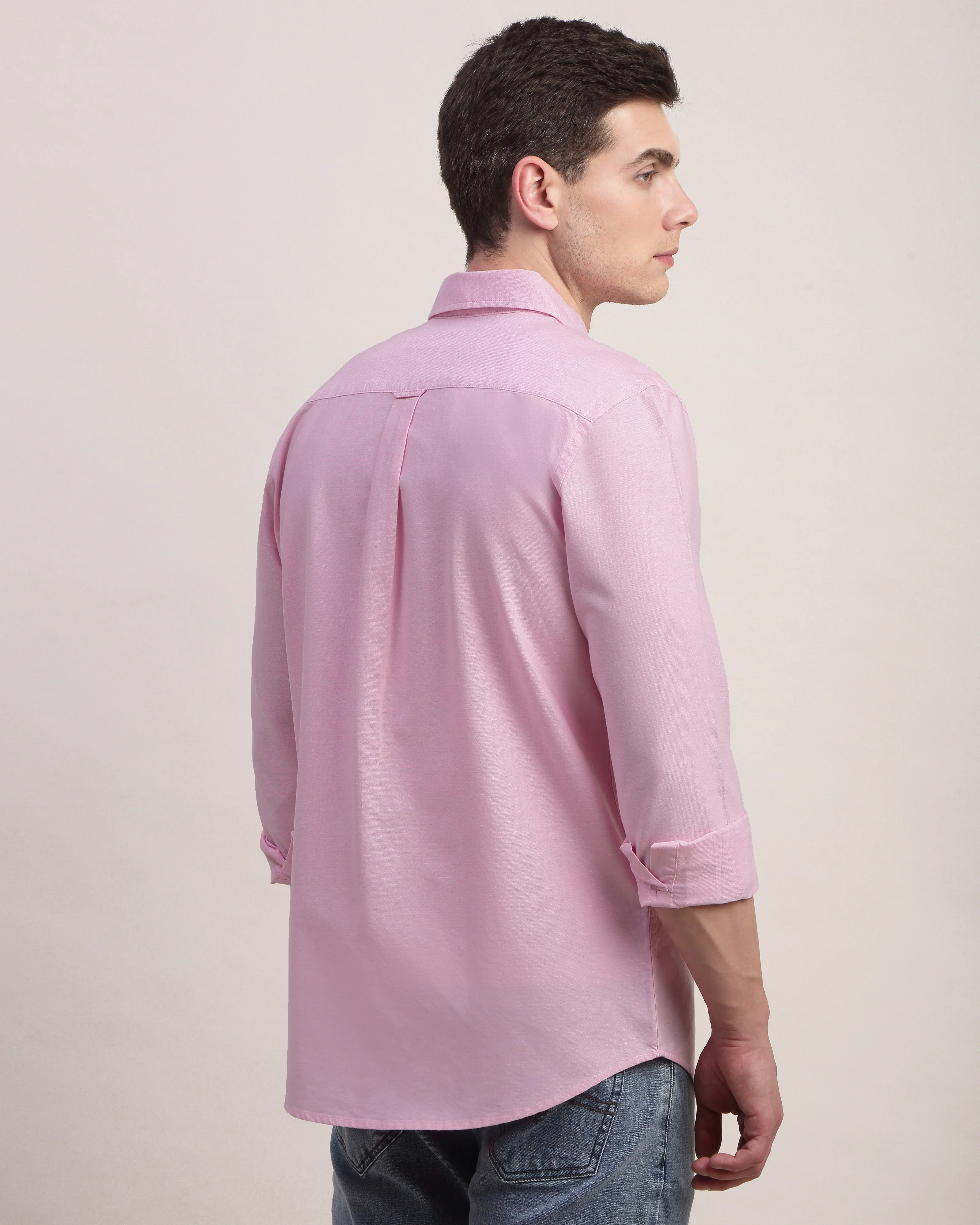 Men Pink Oxford Shirt - Image 2