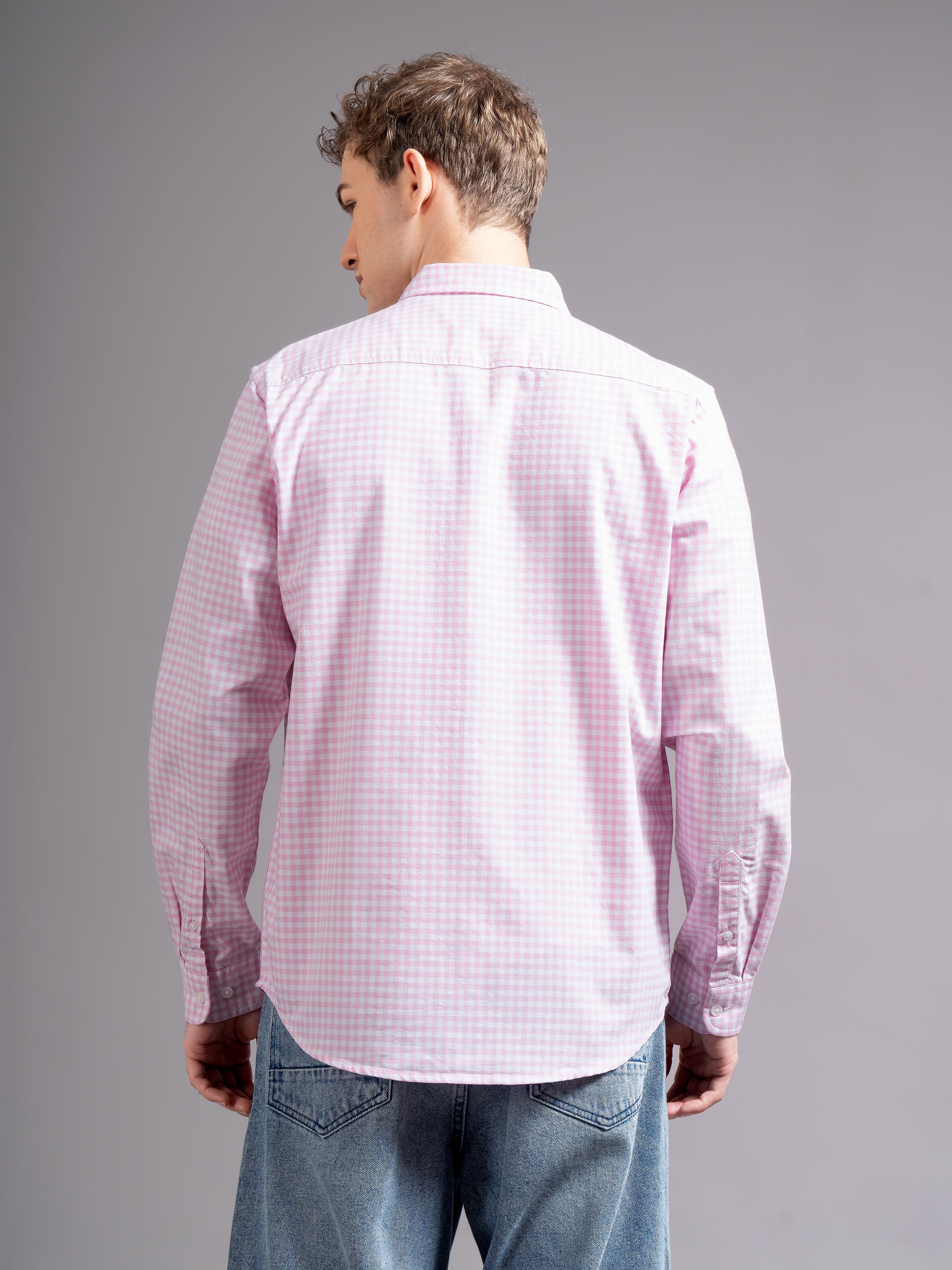 Men Pink Oxford Shirt - Image 3