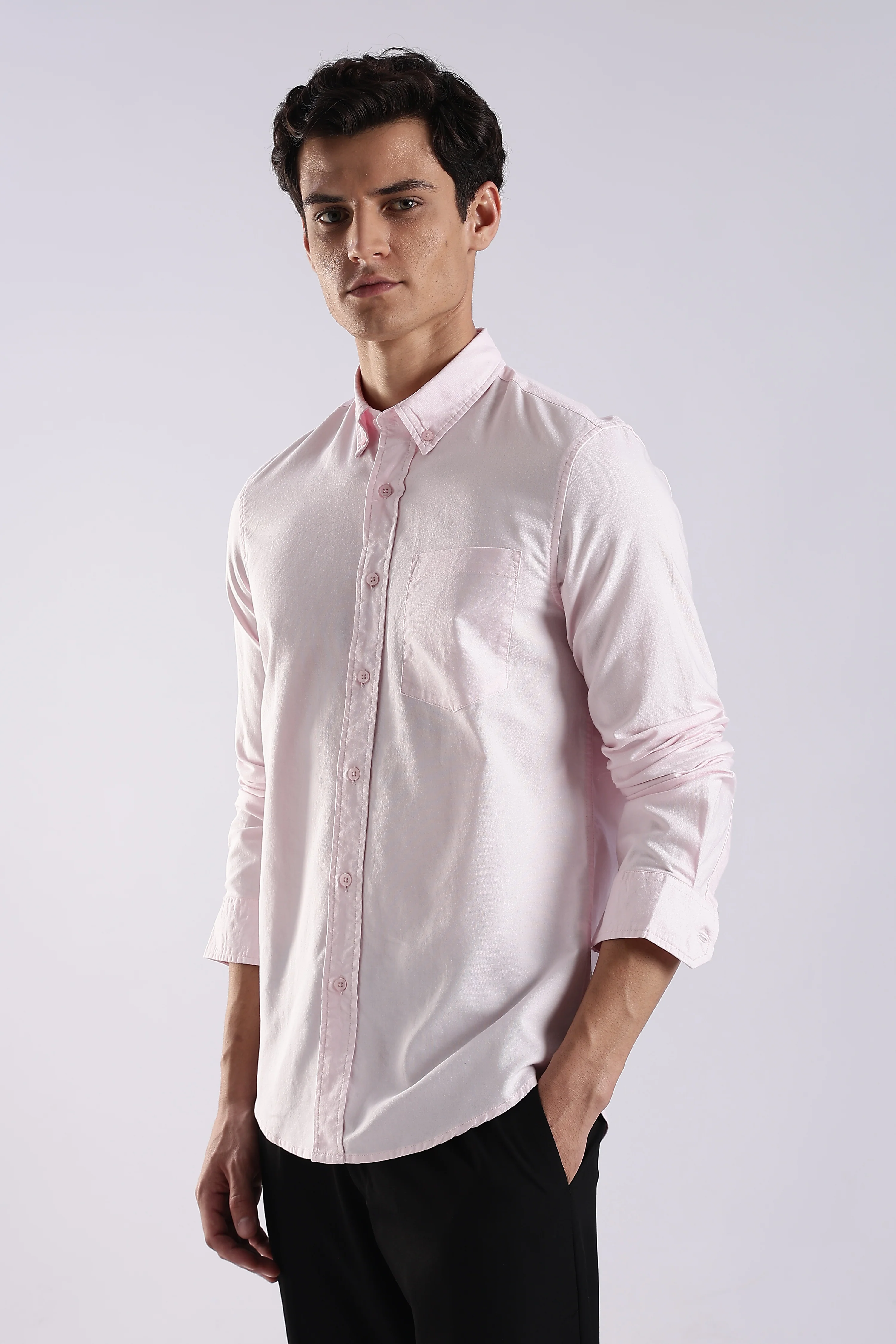 Men Pink Oxford Solid Shirt - Image 3