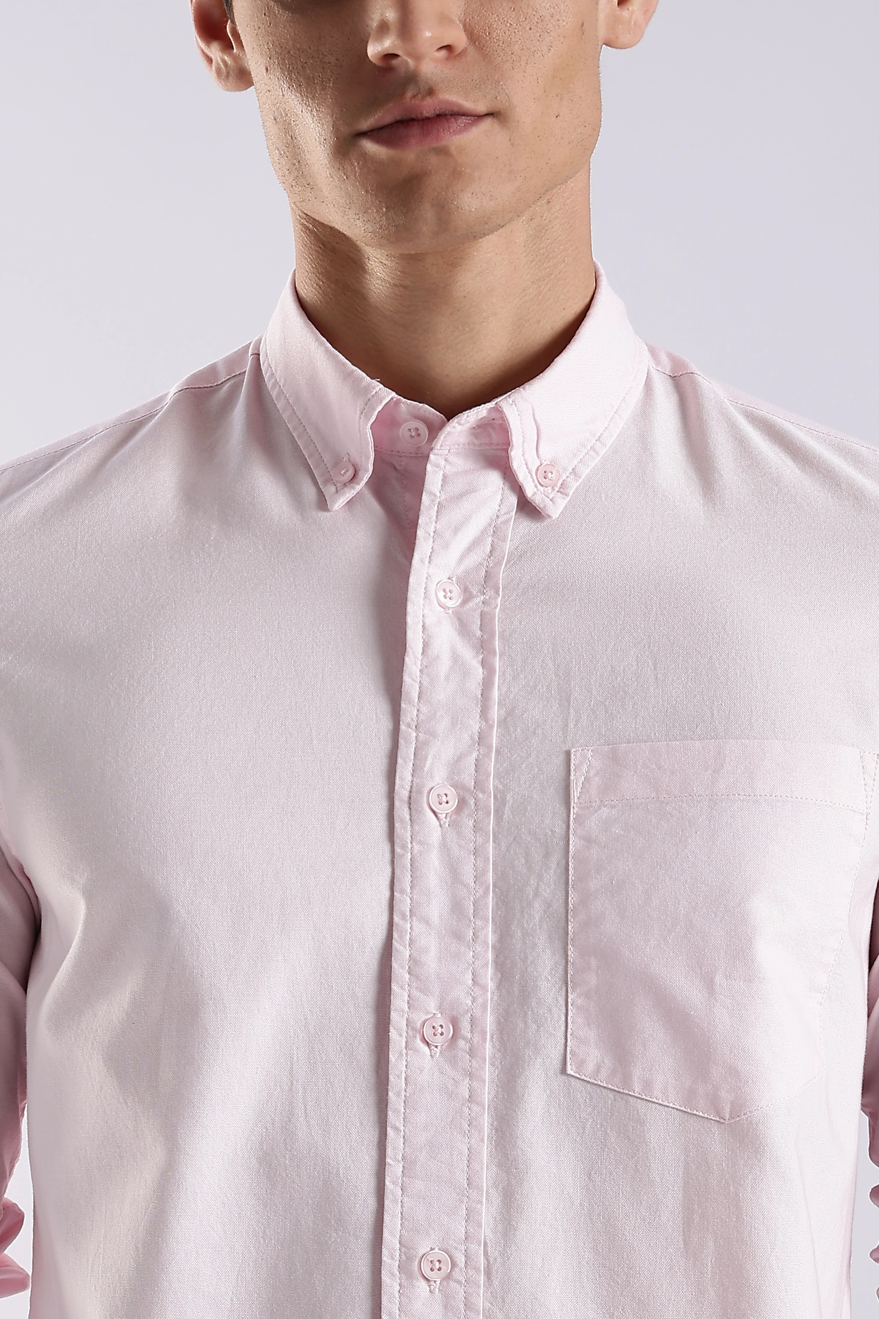 Men Pink Oxford Solid Shirt - Image 5