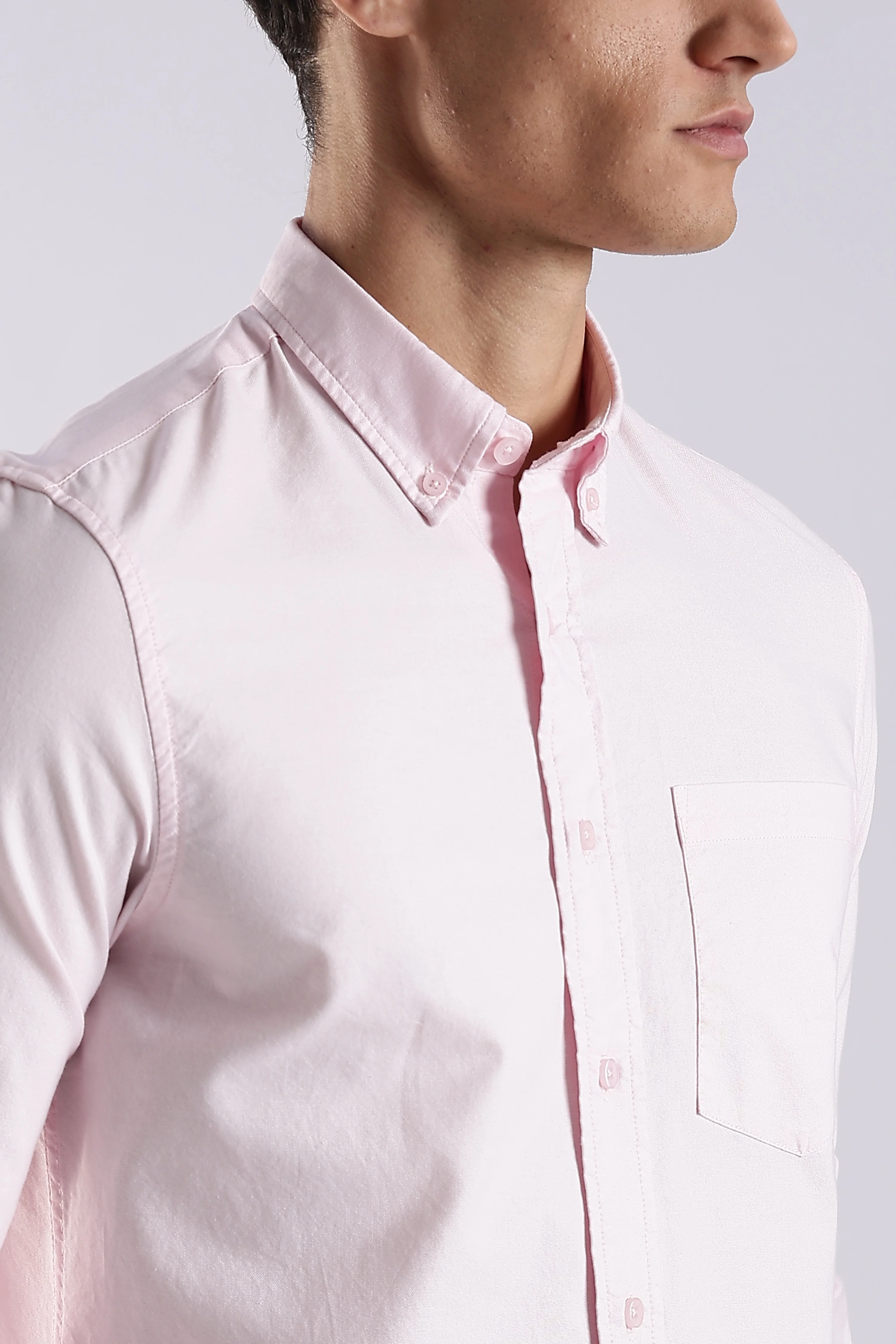 Men Pink Oxford Solid Shirt - Image 6
