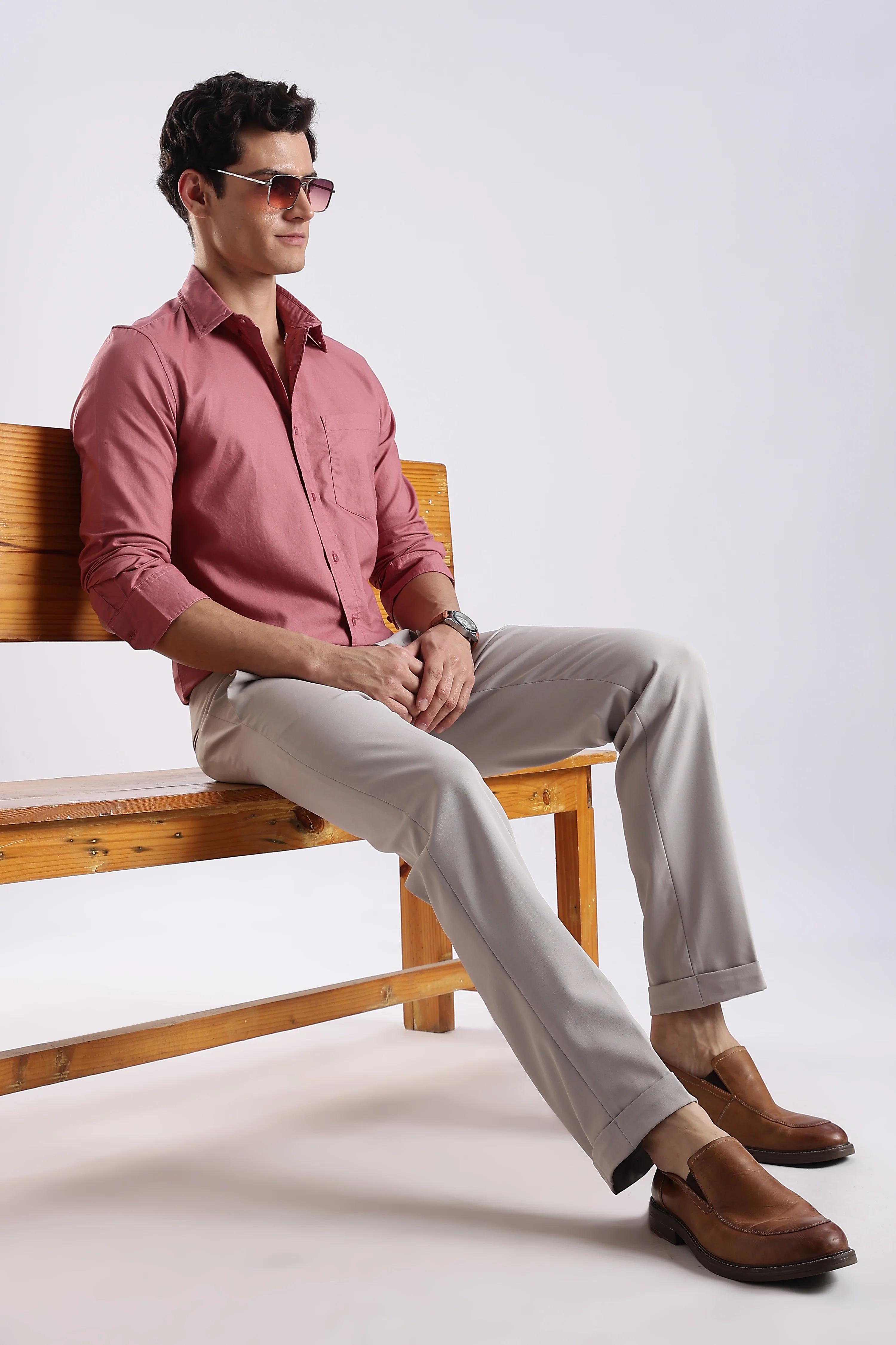 Men Pink Oxford Solid Shirt - Image 10
