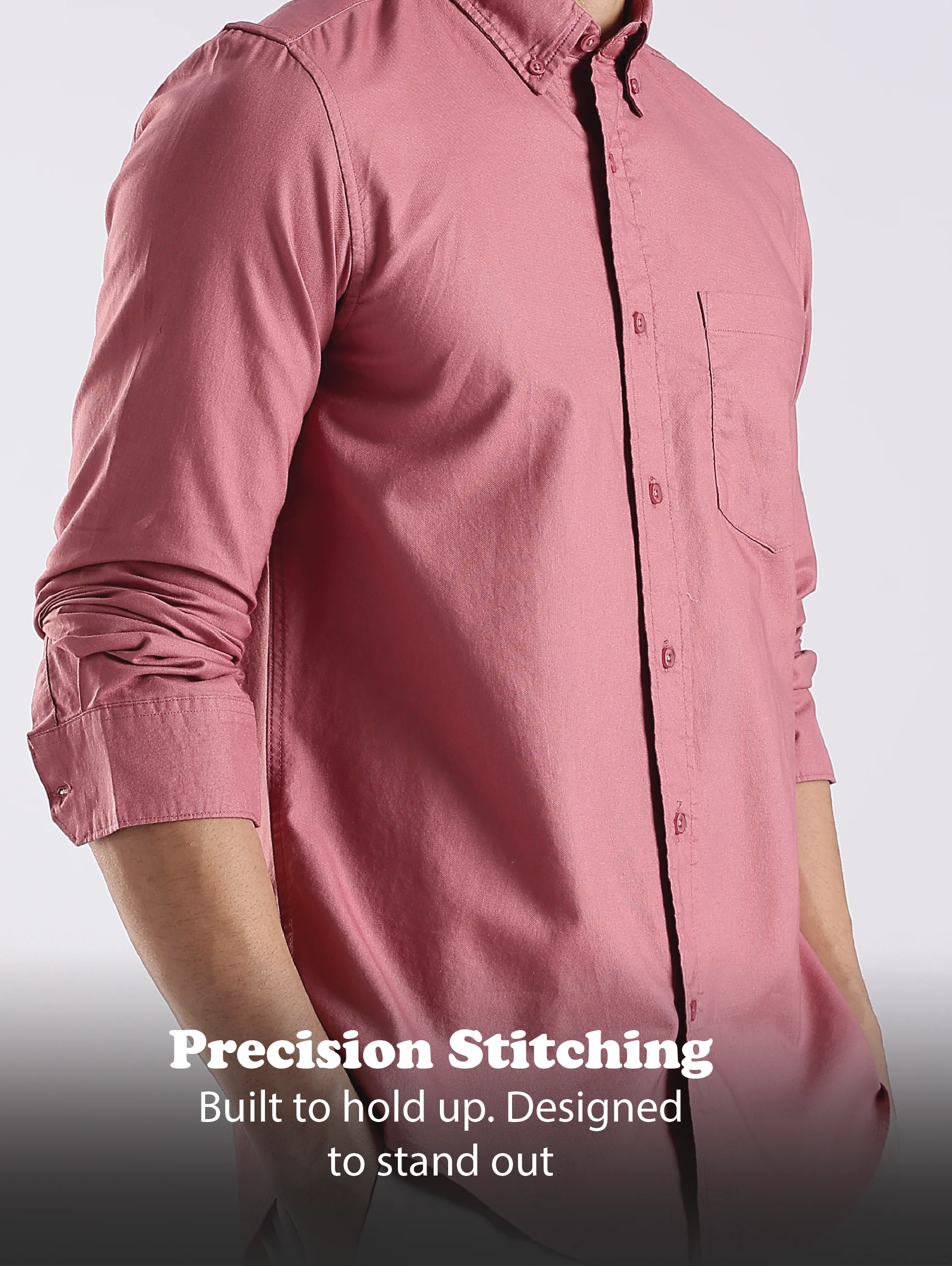 Men Pink Oxford Solid Shirt - Image 12