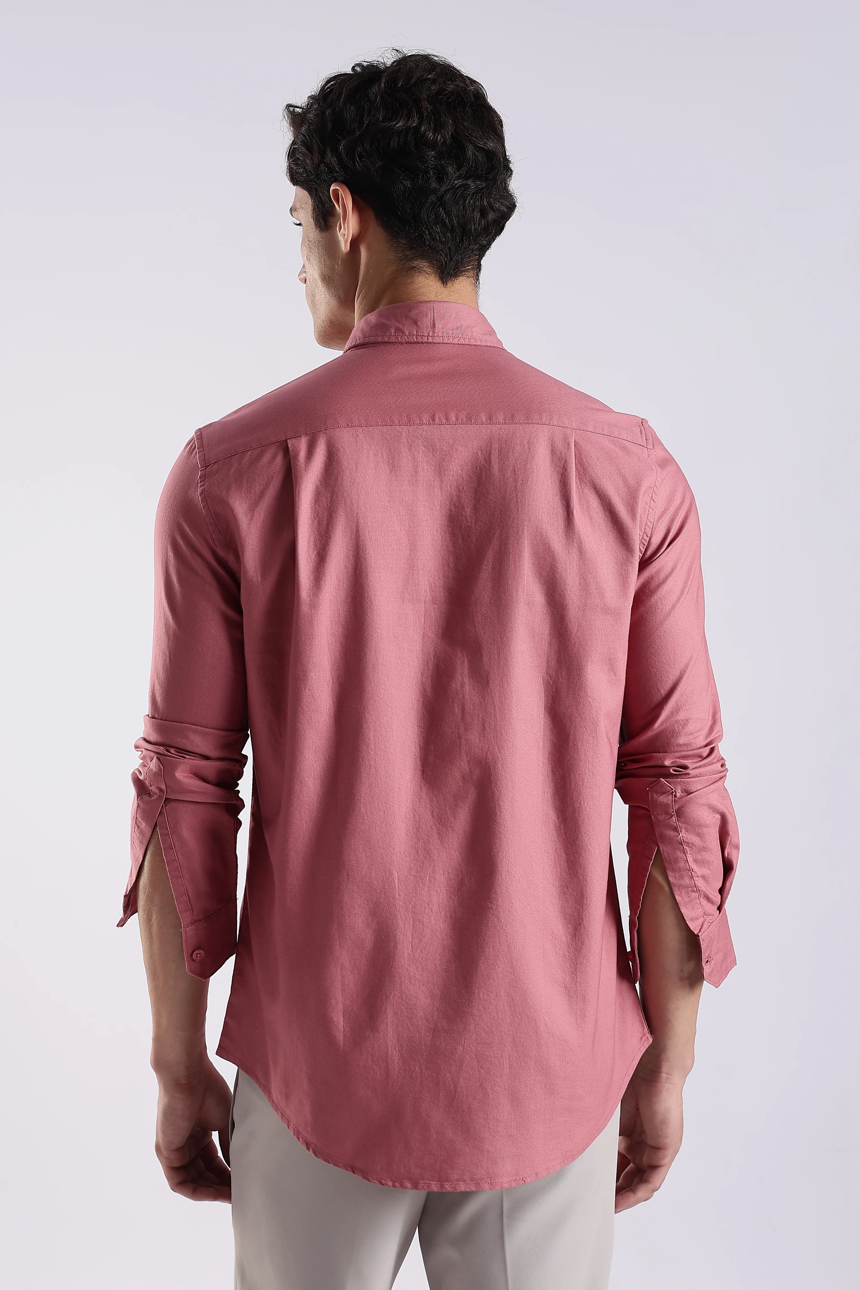 Men Pink Oxford Solid Shirt - Image 2