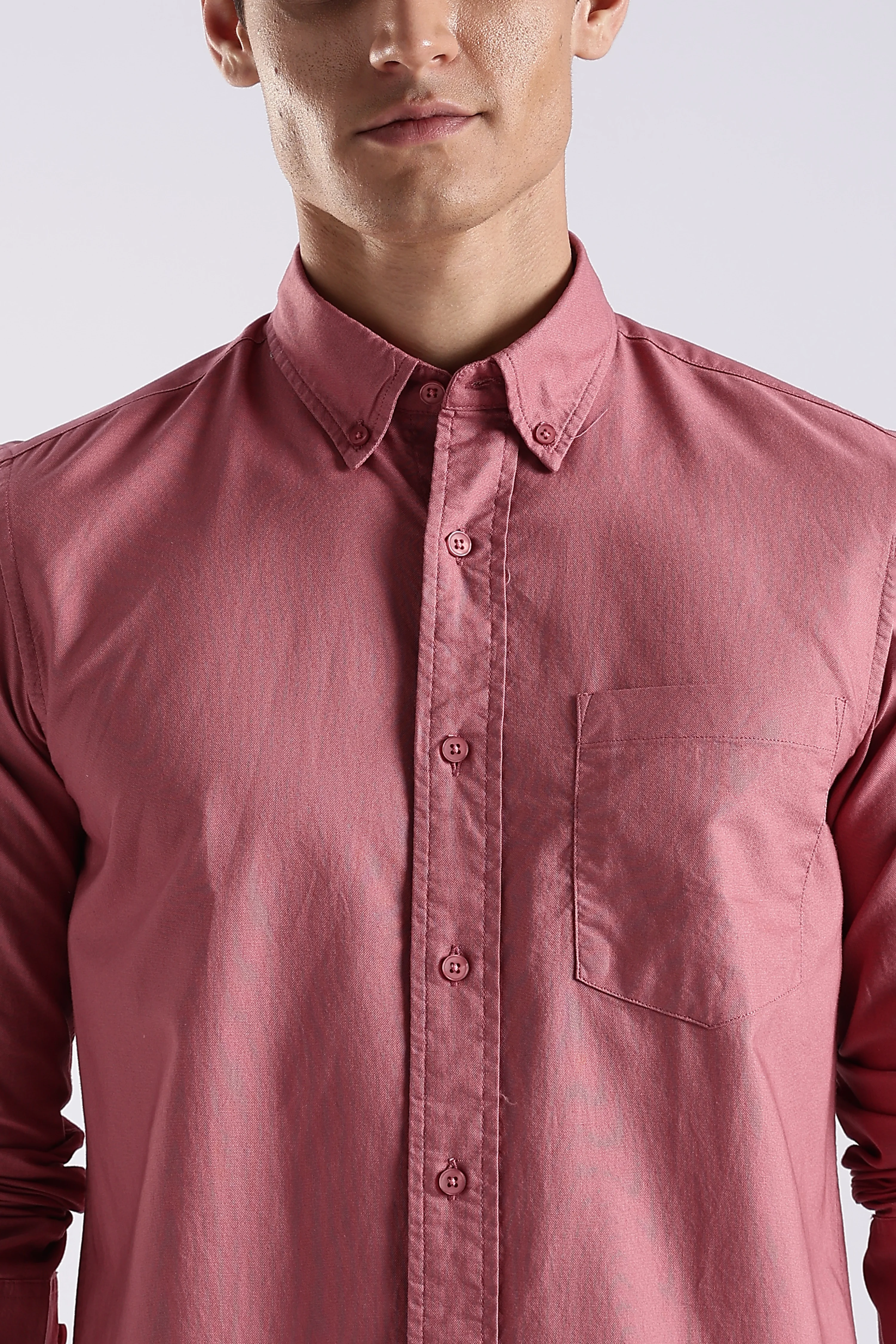 Men Pink Oxford Solid Shirt - Image 5