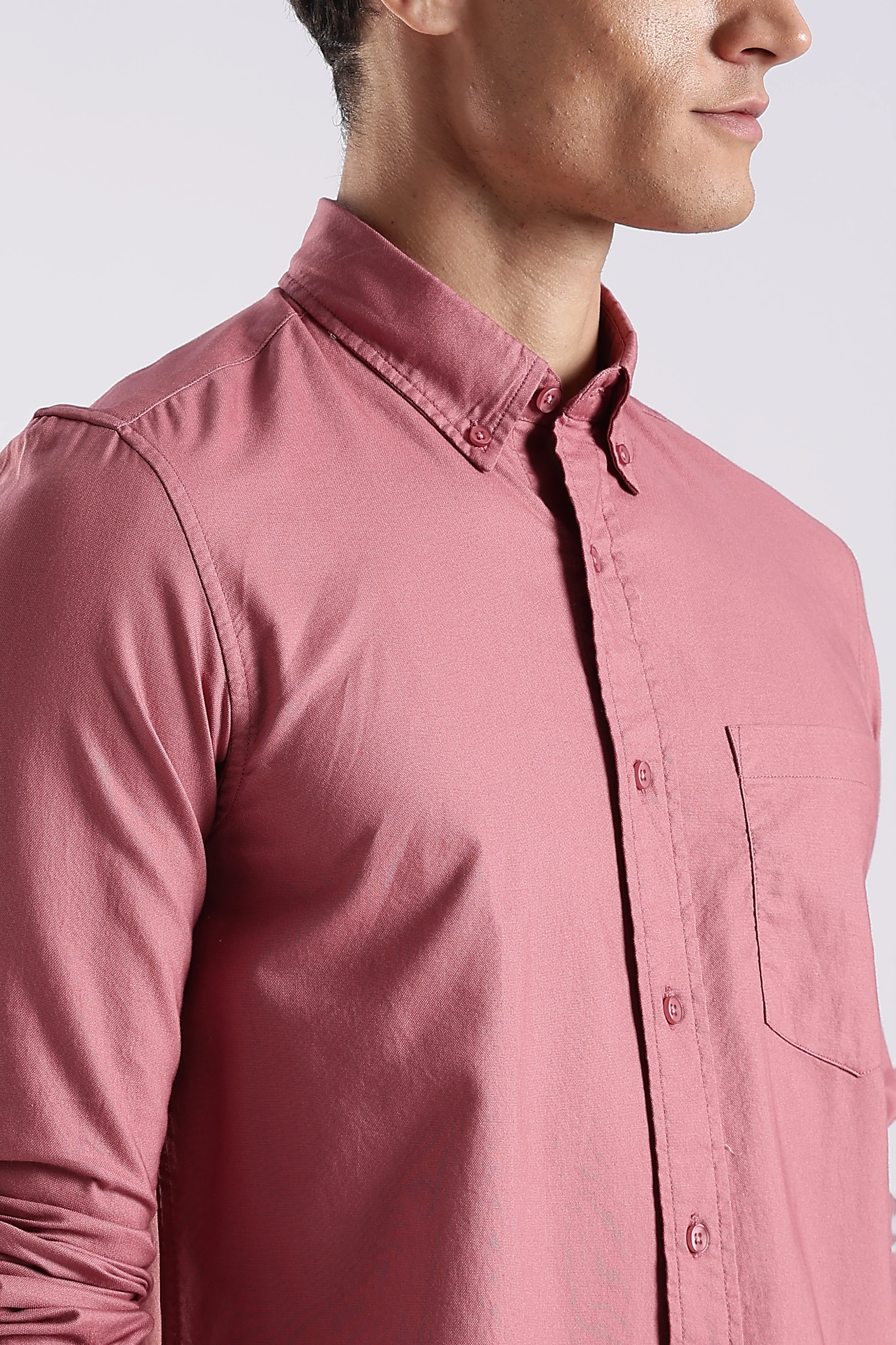 Men Pink Oxford Solid Shirt - Image 6