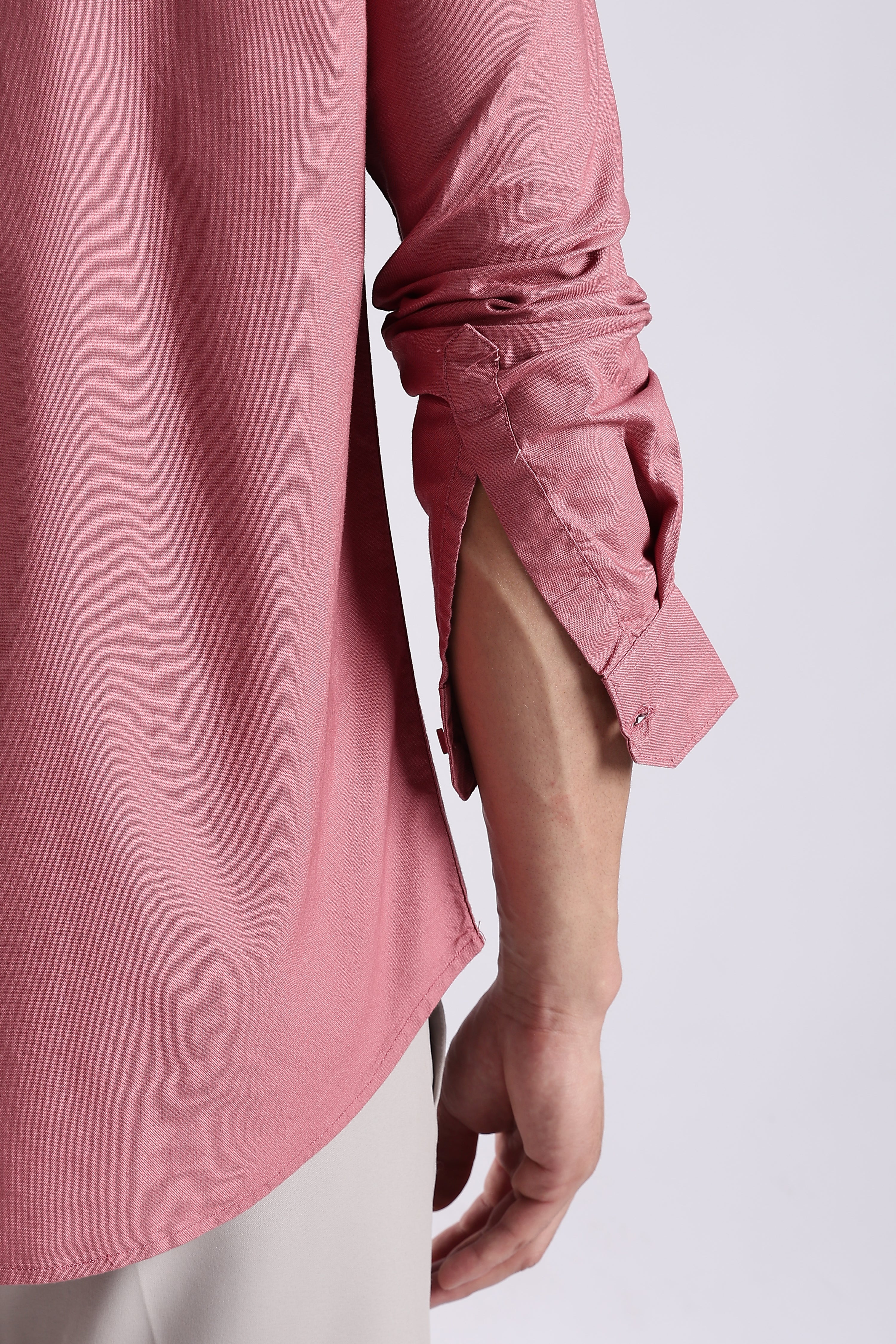 Men Pink Oxford Solid Shirt - Image 8